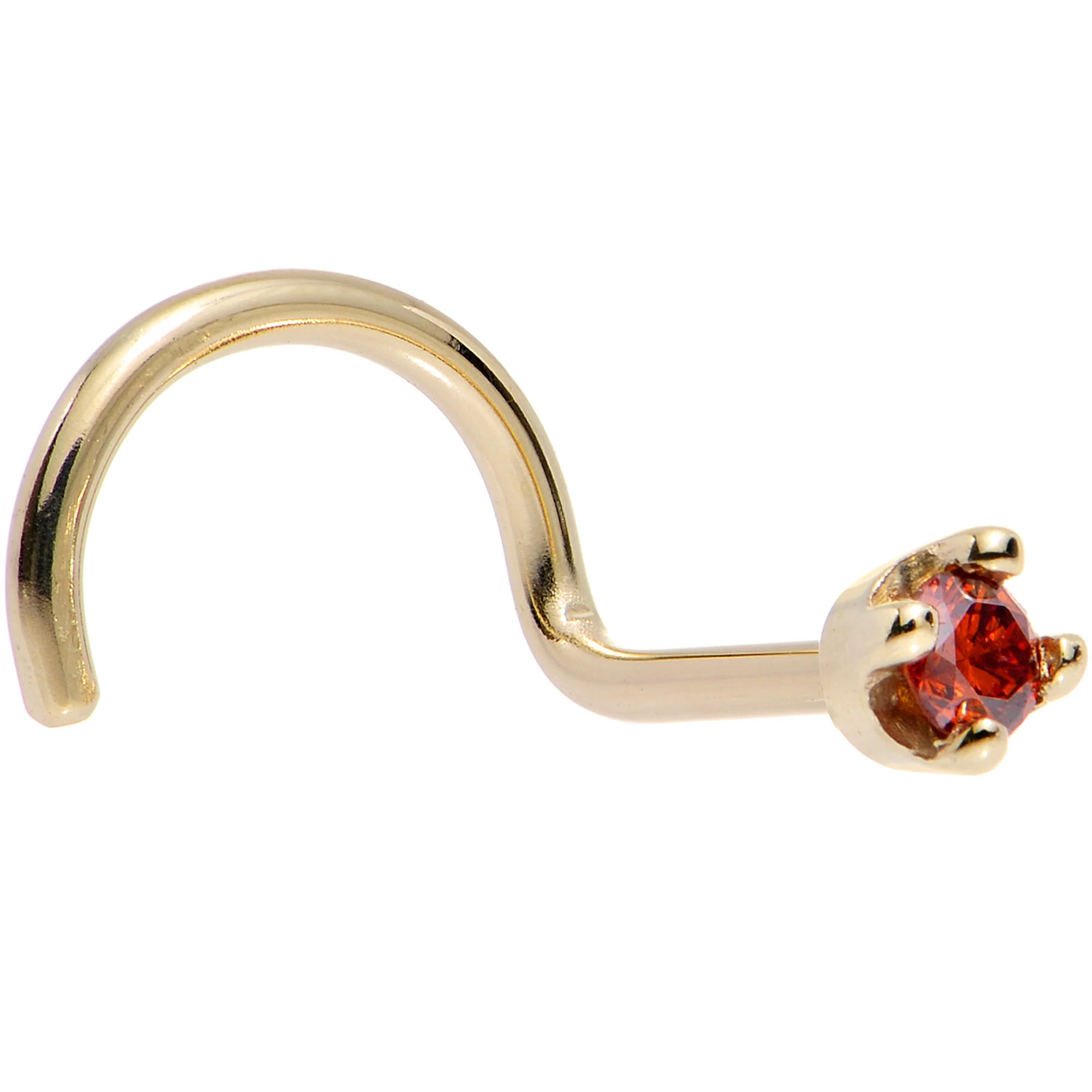 14k Yellow Gold 2mm Lab Grown Red Diamond Nose Ring - Image 13