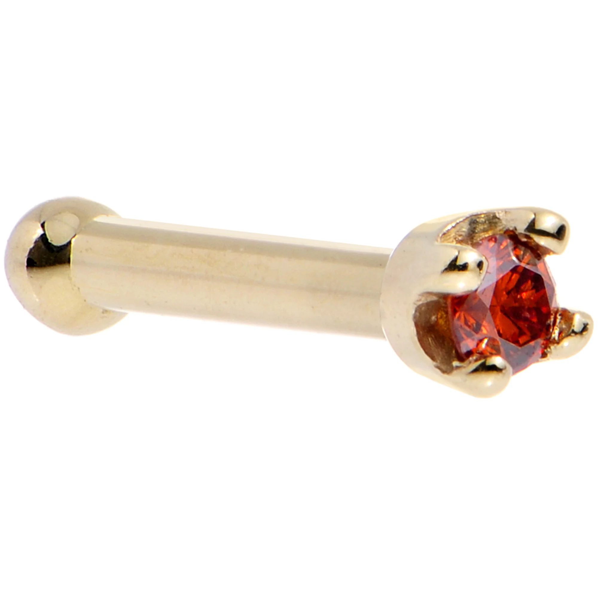 14k Yellow Gold 2mm Lab Grown Red Diamond Nose Ring - Image 14