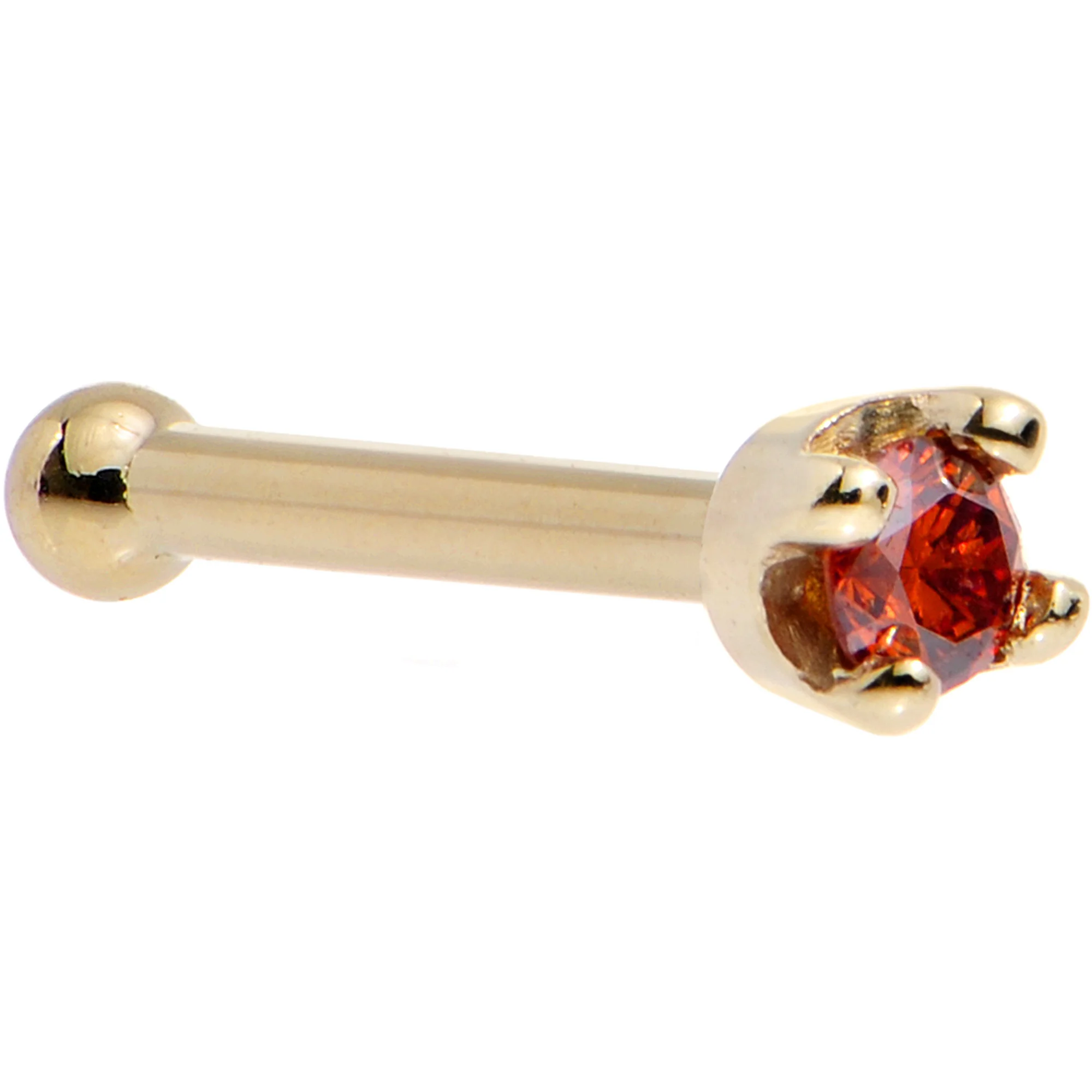 14k Yellow Gold 2mm Lab Grown Red Diamond Nose Ring - Image 15