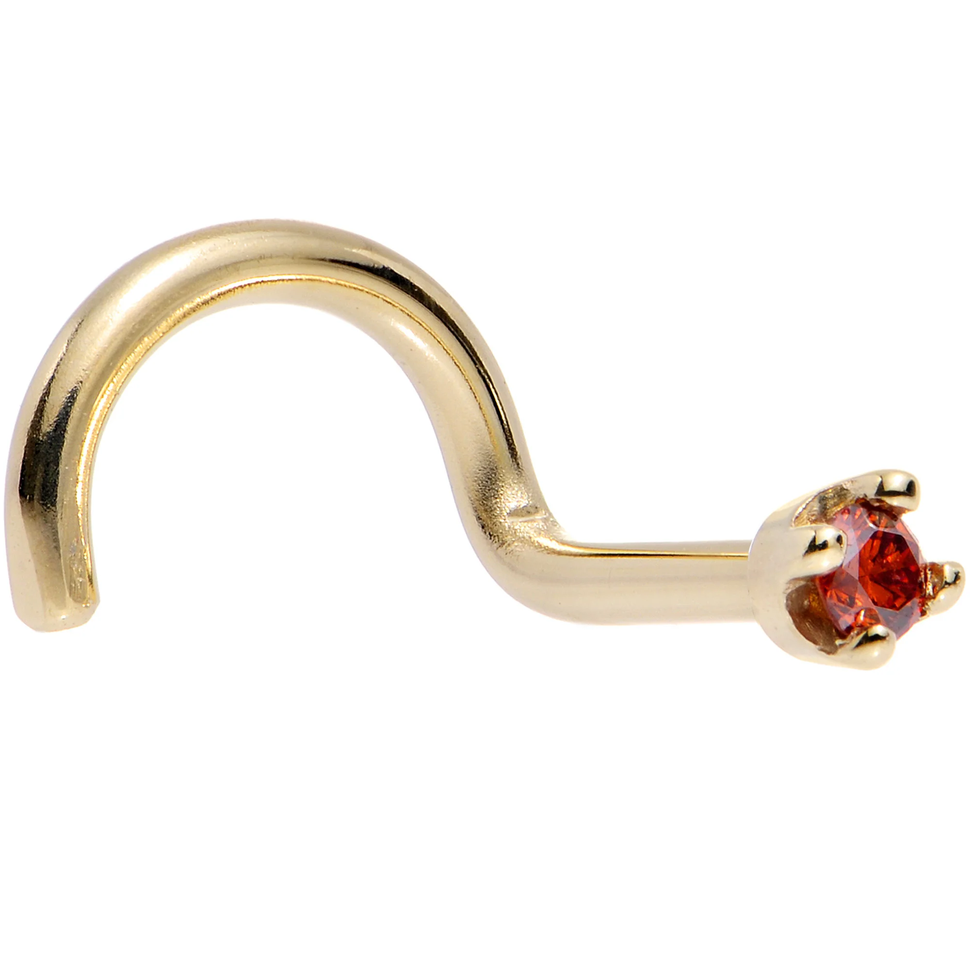 14k Yellow Gold 2mm Lab Grown Red Diamond Nose Ring - Image 16