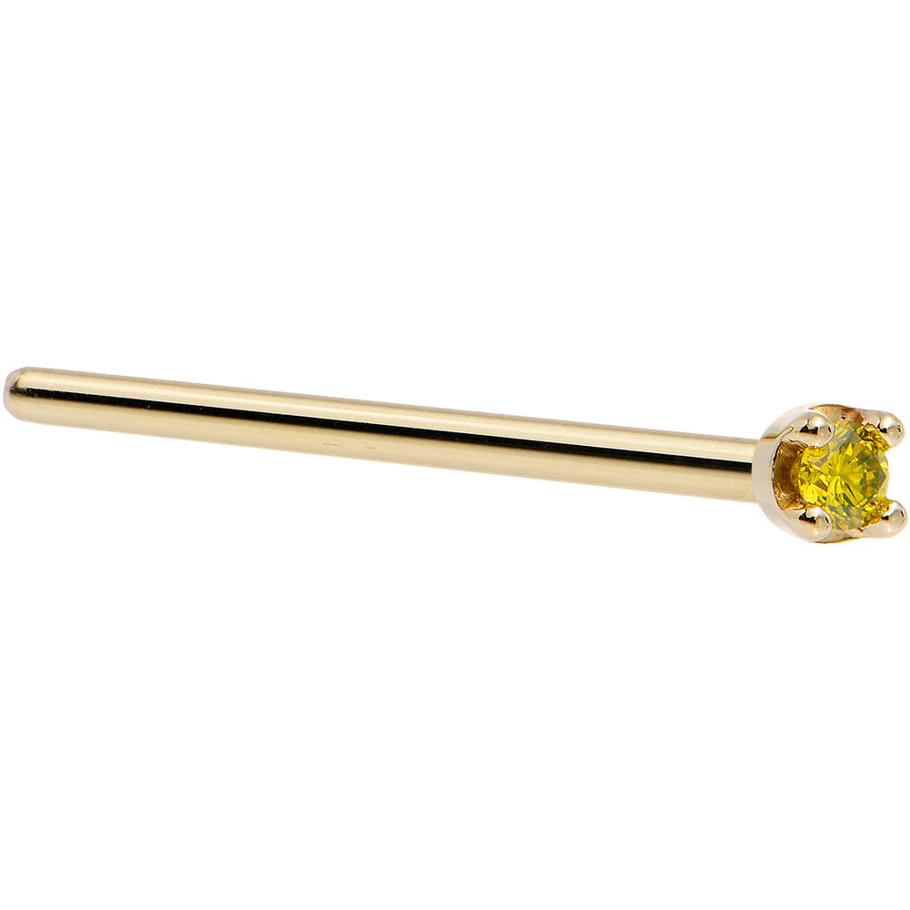 14k Yellow Gold 2mm Lab Grown Yellow Diamond Nose Ring - Image 4