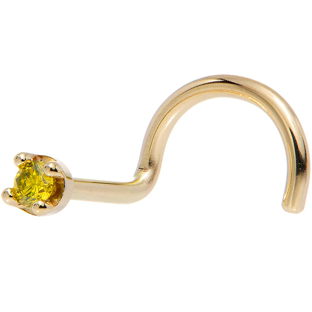 14k Yellow Gold 2mm Lab Grown Yellow Diamond Nose Ring - Image 8