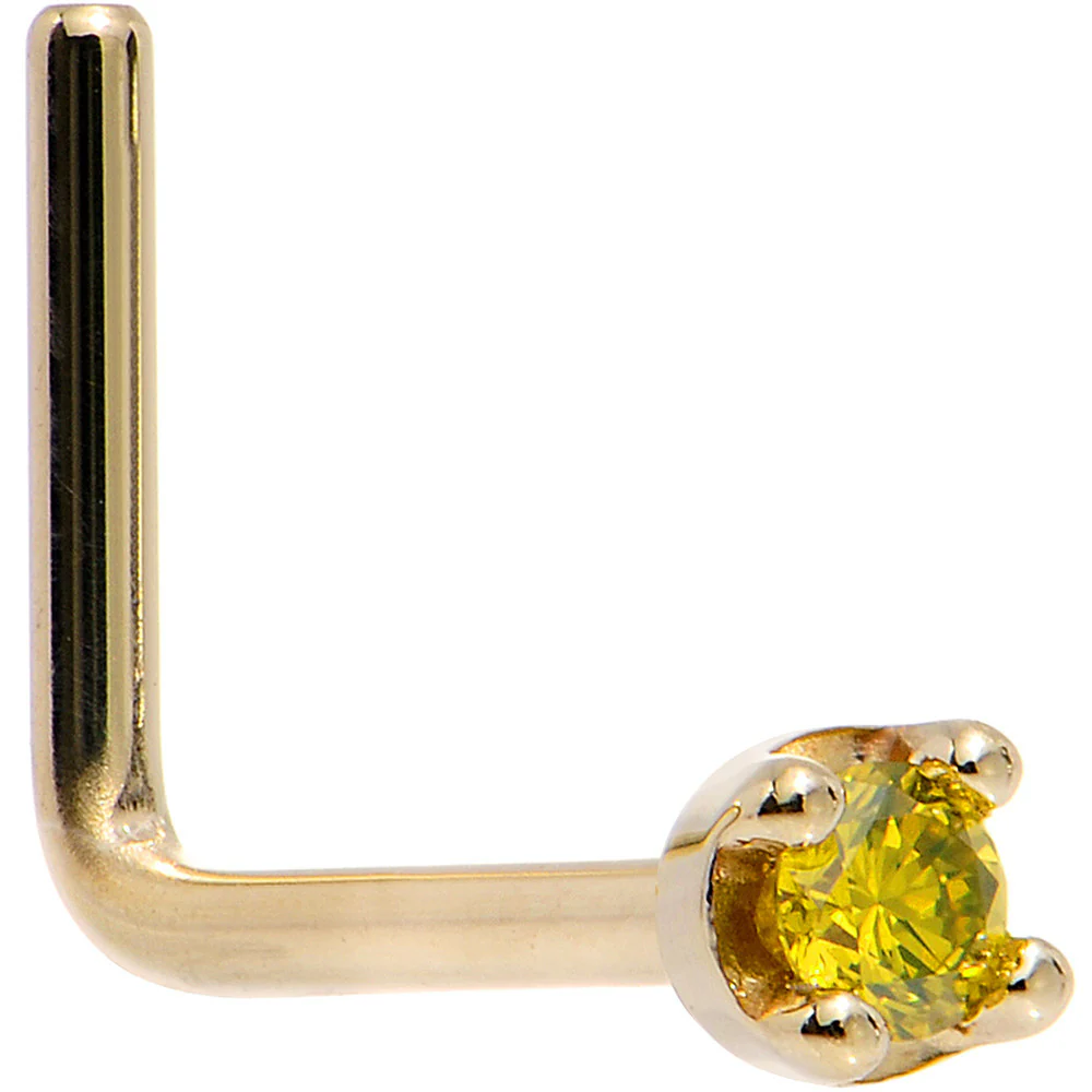 14k Yellow Gold 2mm Lab Grown Yellow Diamond Nose Ring - Image 9