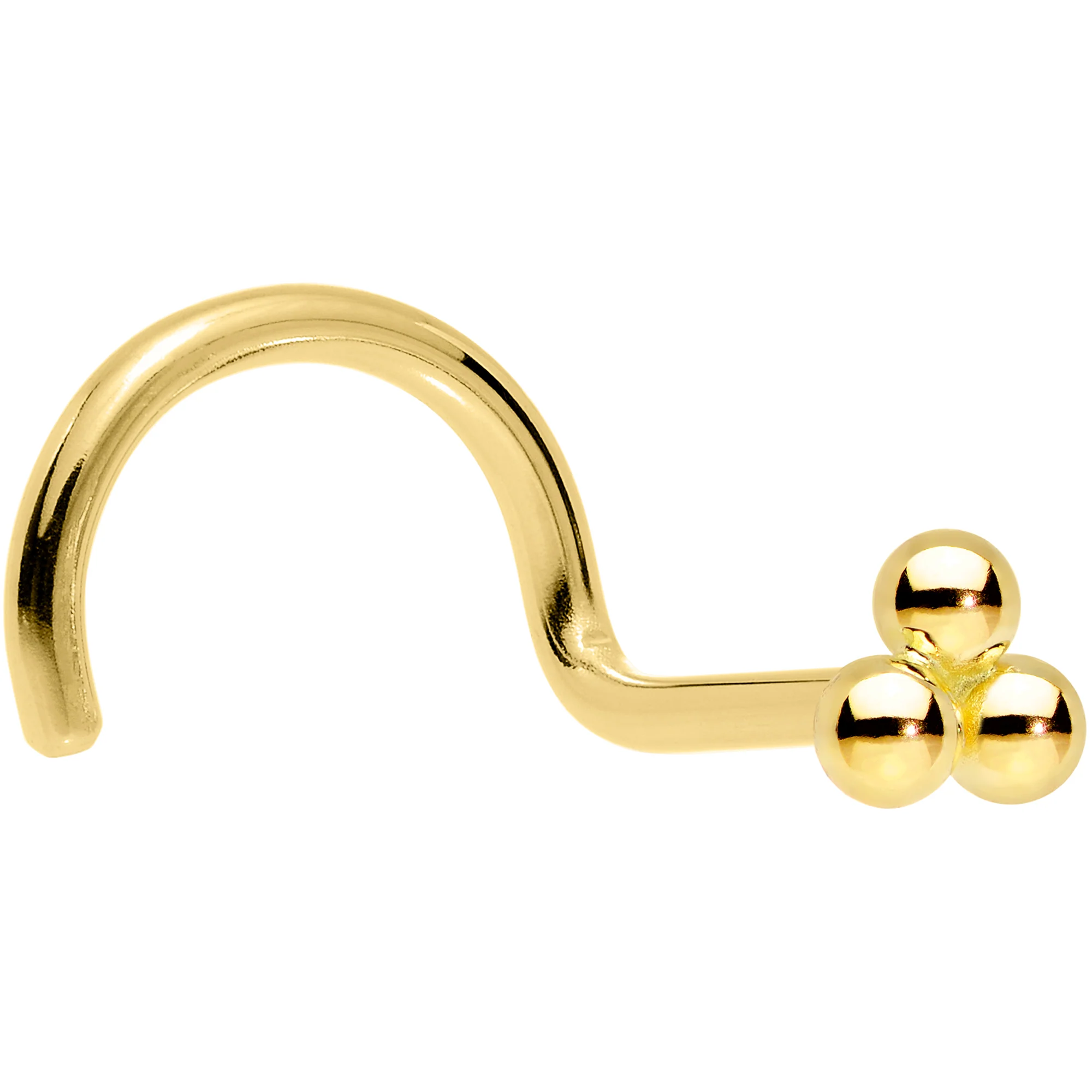 14k Yellow Gold 3mm Trinity Nose Ring - Image 17