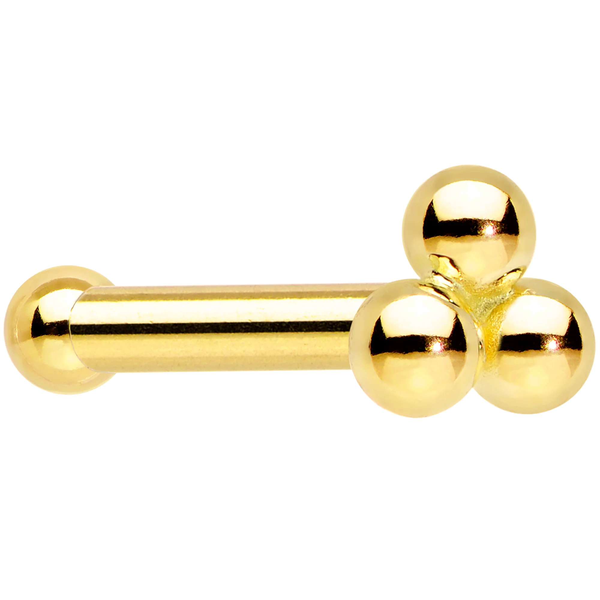 14k Yellow Gold 3mm Trinity Nose Ring - Image 3