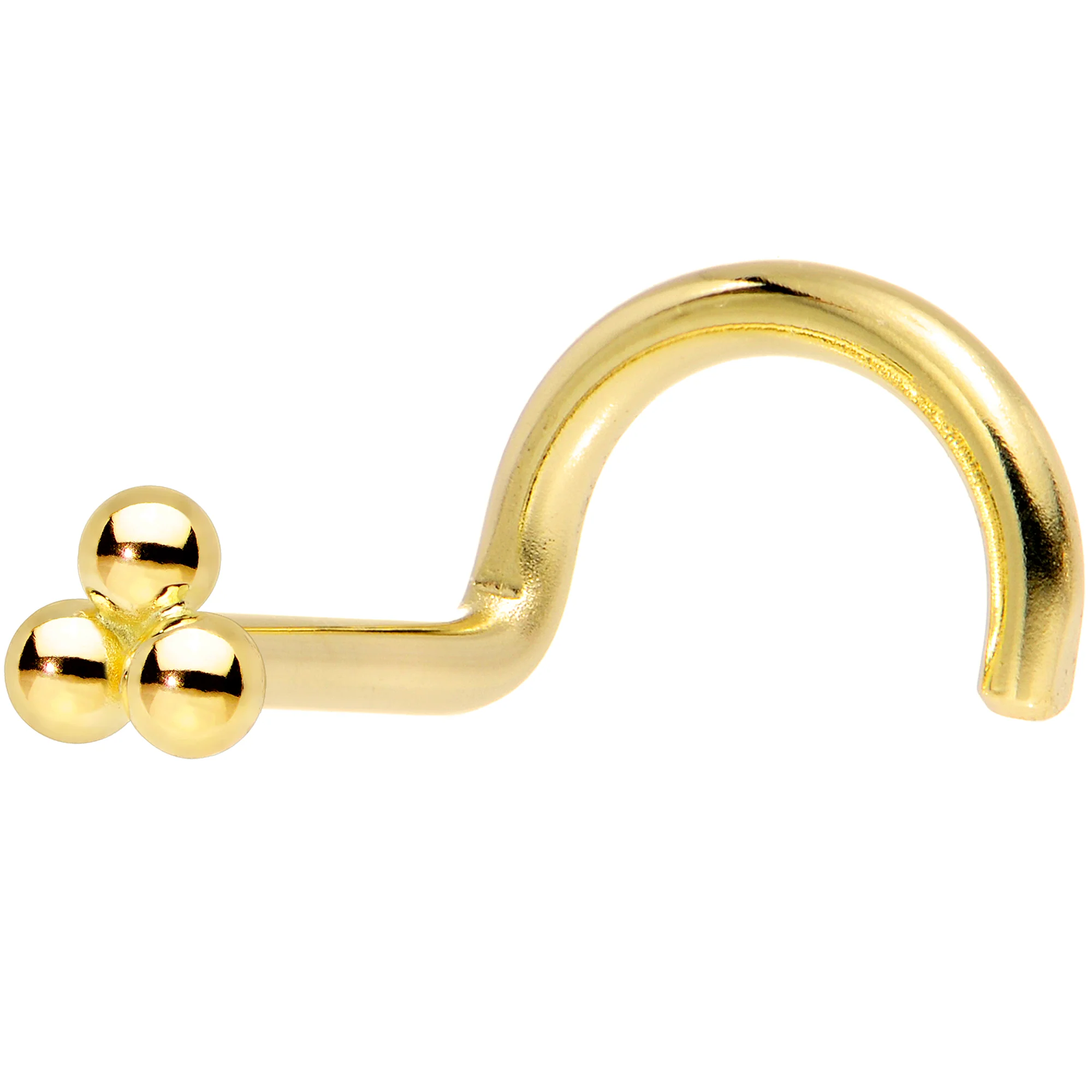 14k Yellow Gold 3mm Trinity Nose Ring - Image 5