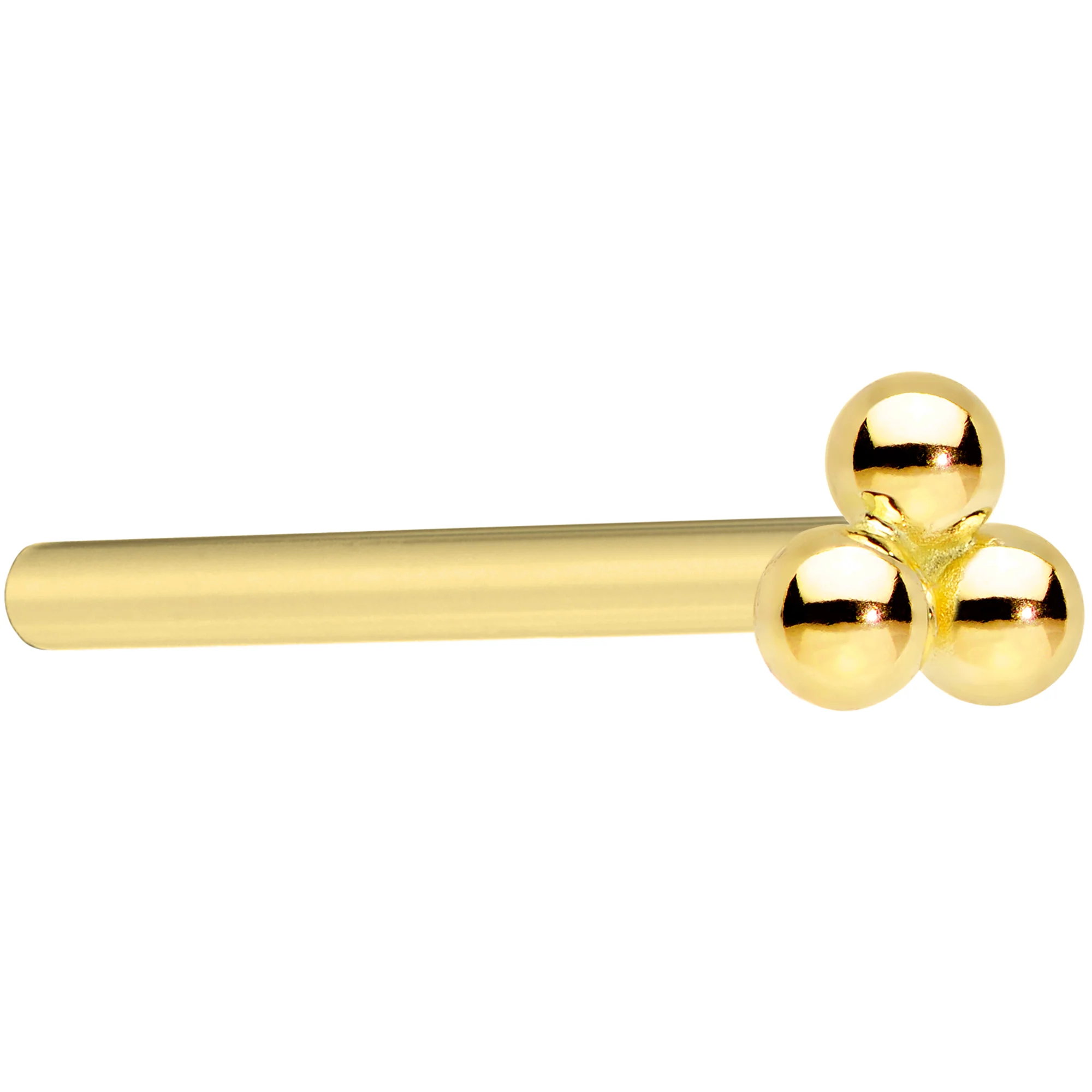 14k Yellow Gold 3mm Trinity Nose Ring - Image 7