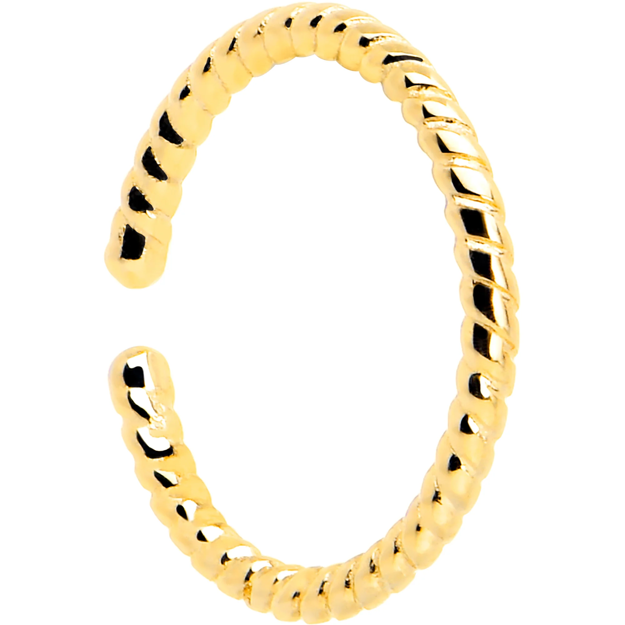 14k Yellow Gold Bendable Nose Hoop 20G 5/16 Twisted - Image 3
