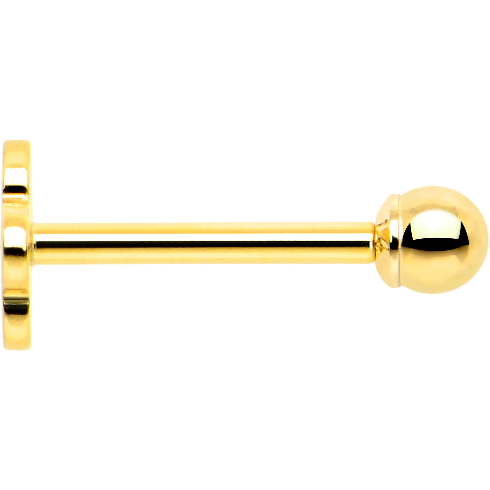 14k Yellow Gold Flat Back Earring 20G 2mm Ball Floral Reversible - Image 5