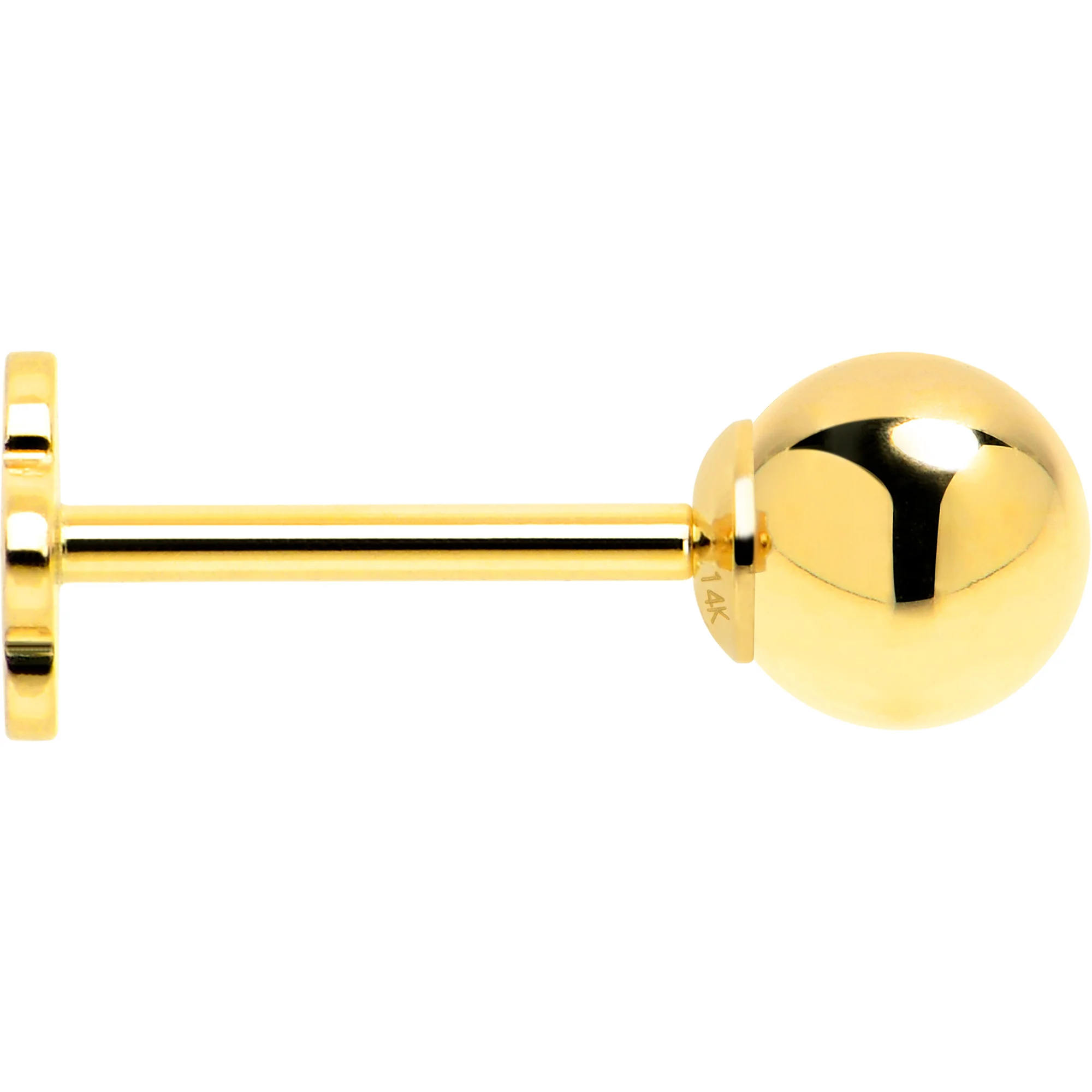 14k Yellow Gold Flat Back Earring 20G 4mm Ball Floral Reversible - Image 5