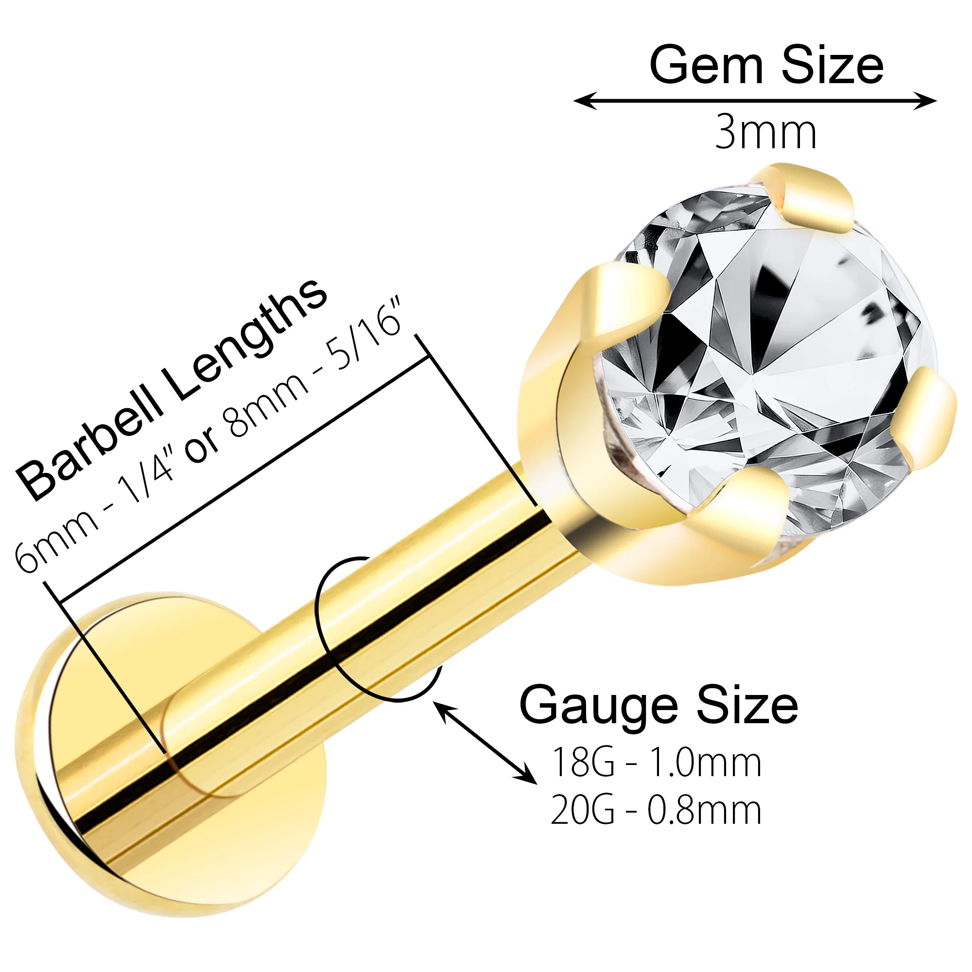 14k Yellow Gold Flat Back Earring with 3mm Cubic Zirconia Handmade - Image 4