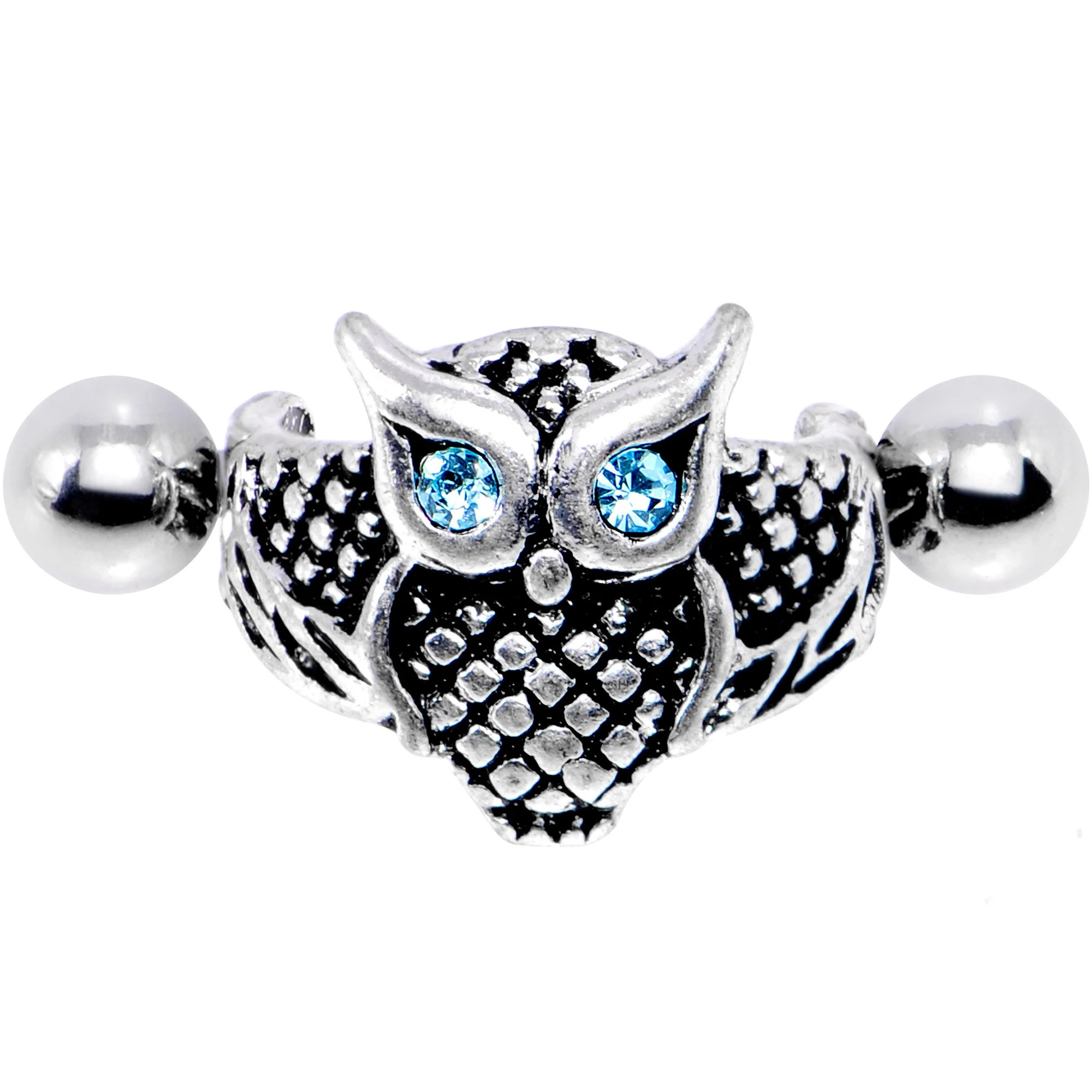 16G 1/2 Aqua Gem Eye of the Owl Helix Cuff Cartilage Earring - Image 2