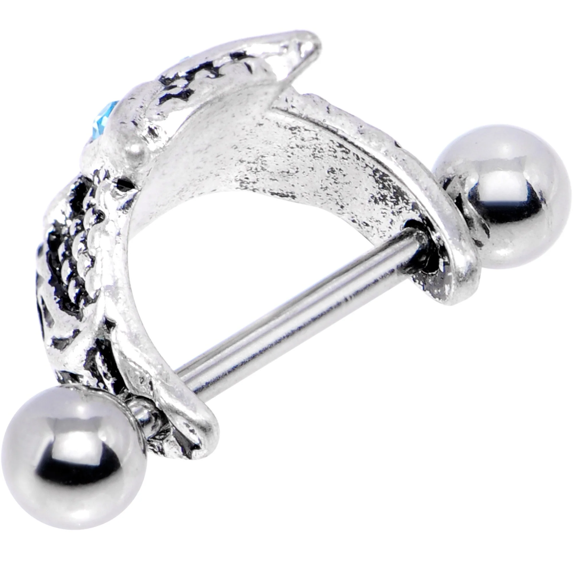 16G 1/2 Aqua Gem Eye of the Owl Helix Cuff Cartilage Earring - Image 3