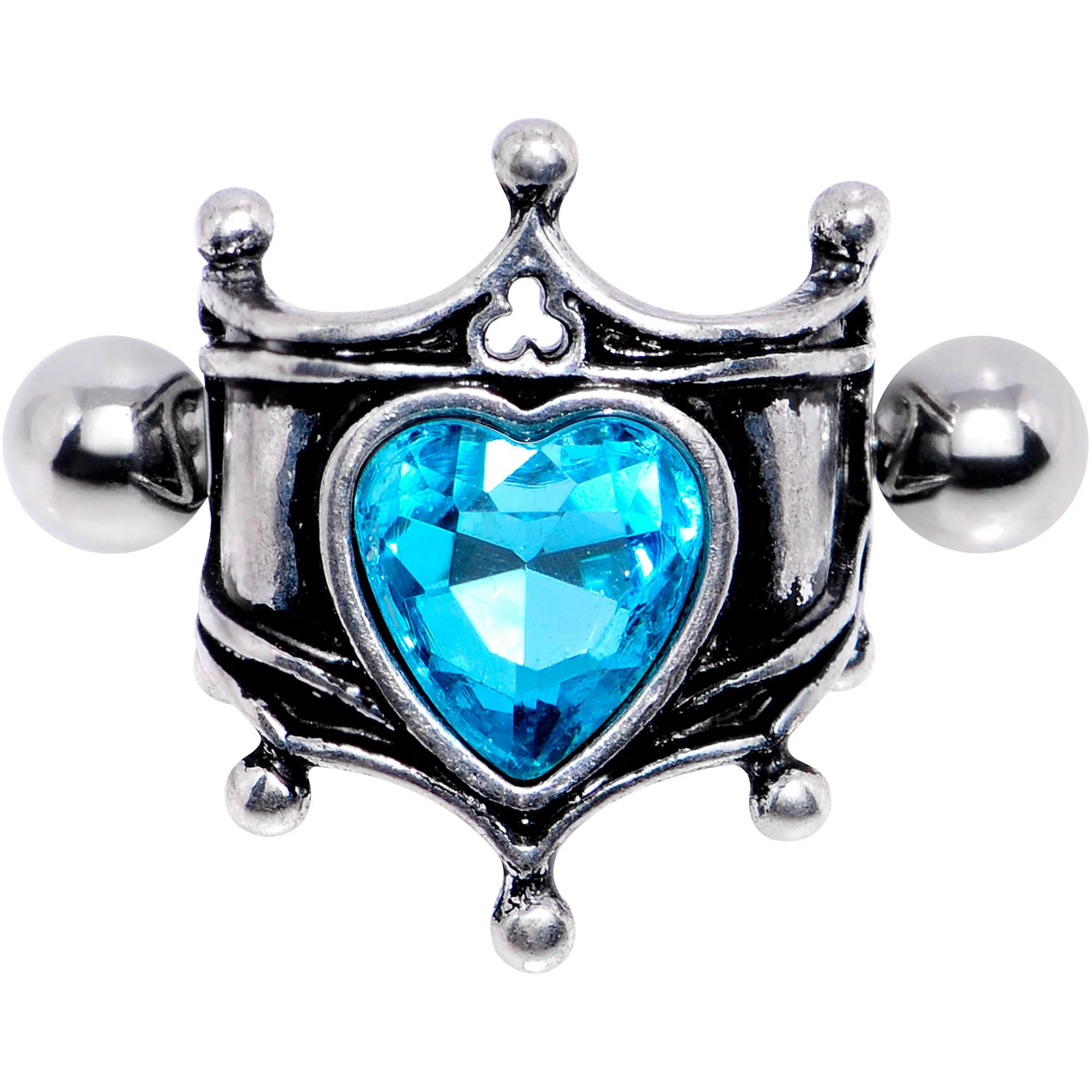 16G 1/2 Aqua Gem Queen of Hearts Cuff Cartilage Earring - Image 2