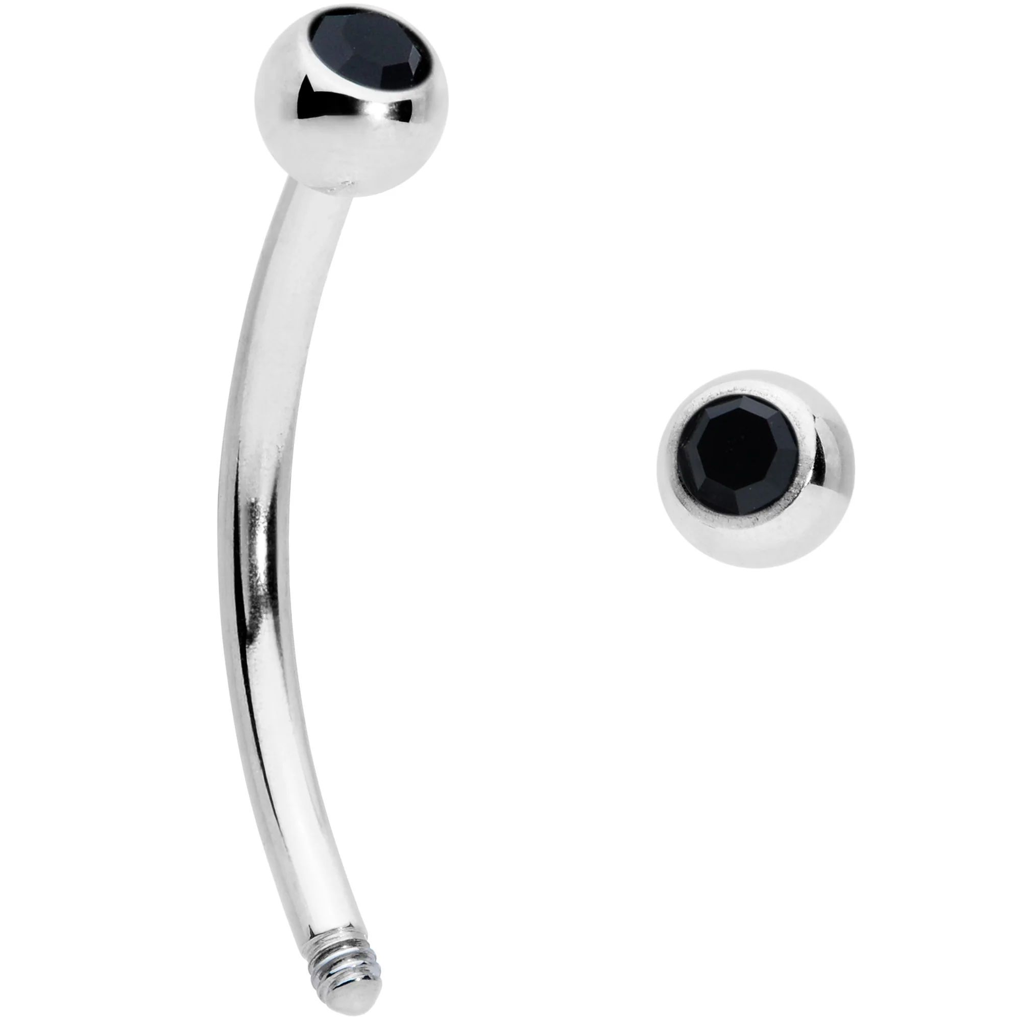 16G 1/2 Black Gem Ball End Curved Barbell - Image 2