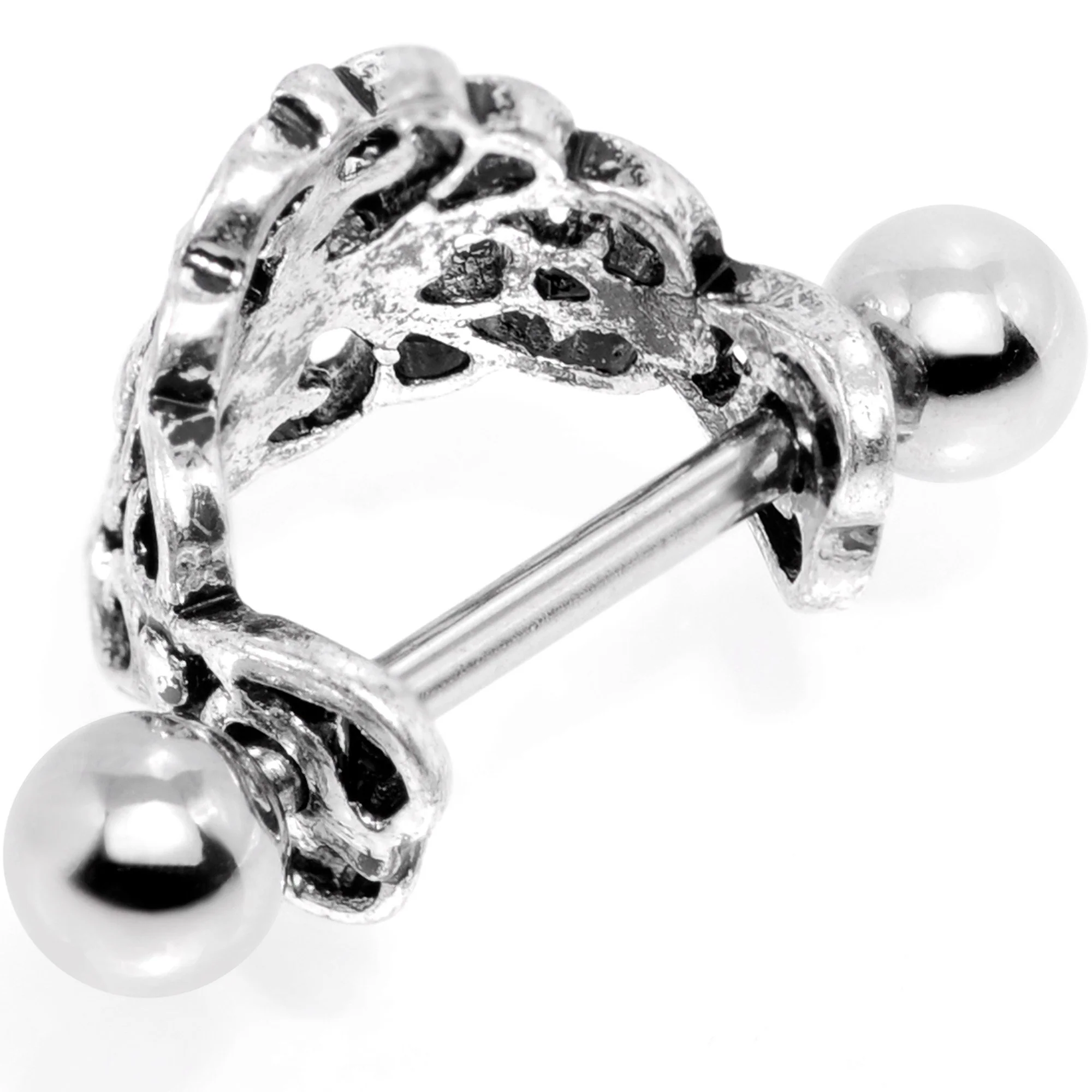16G 1/2 Clear Gem Filigree Floral Cuff Cartilage Earring - Image 3