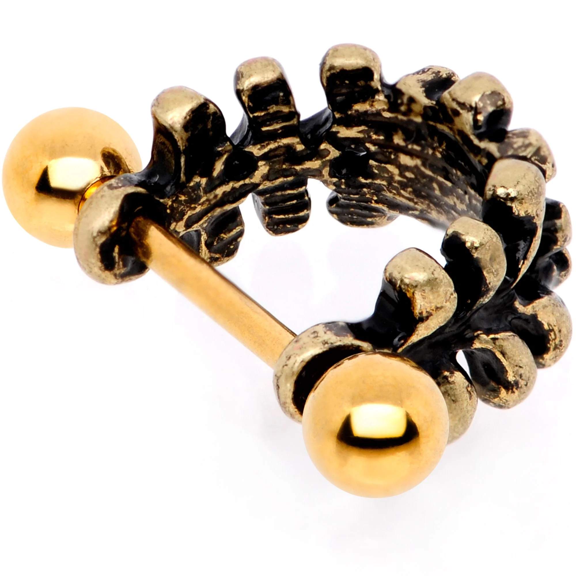 16G 1/2 Clear Gem Gold Tone Flower Cuff Cartilage Earring - Image 3