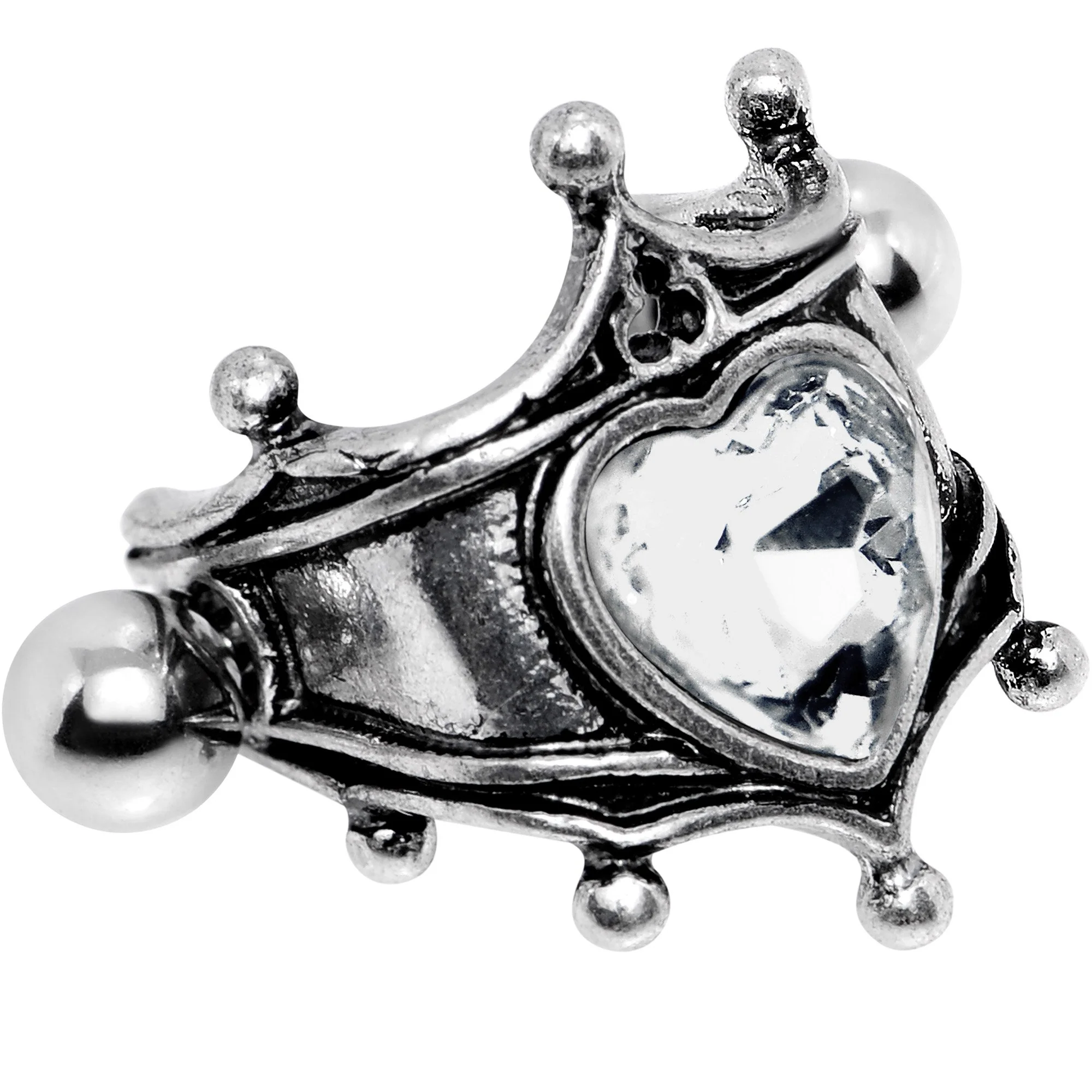16G 1/2 Clear Gem Queen of Hearts Cuff Cartilage Earring