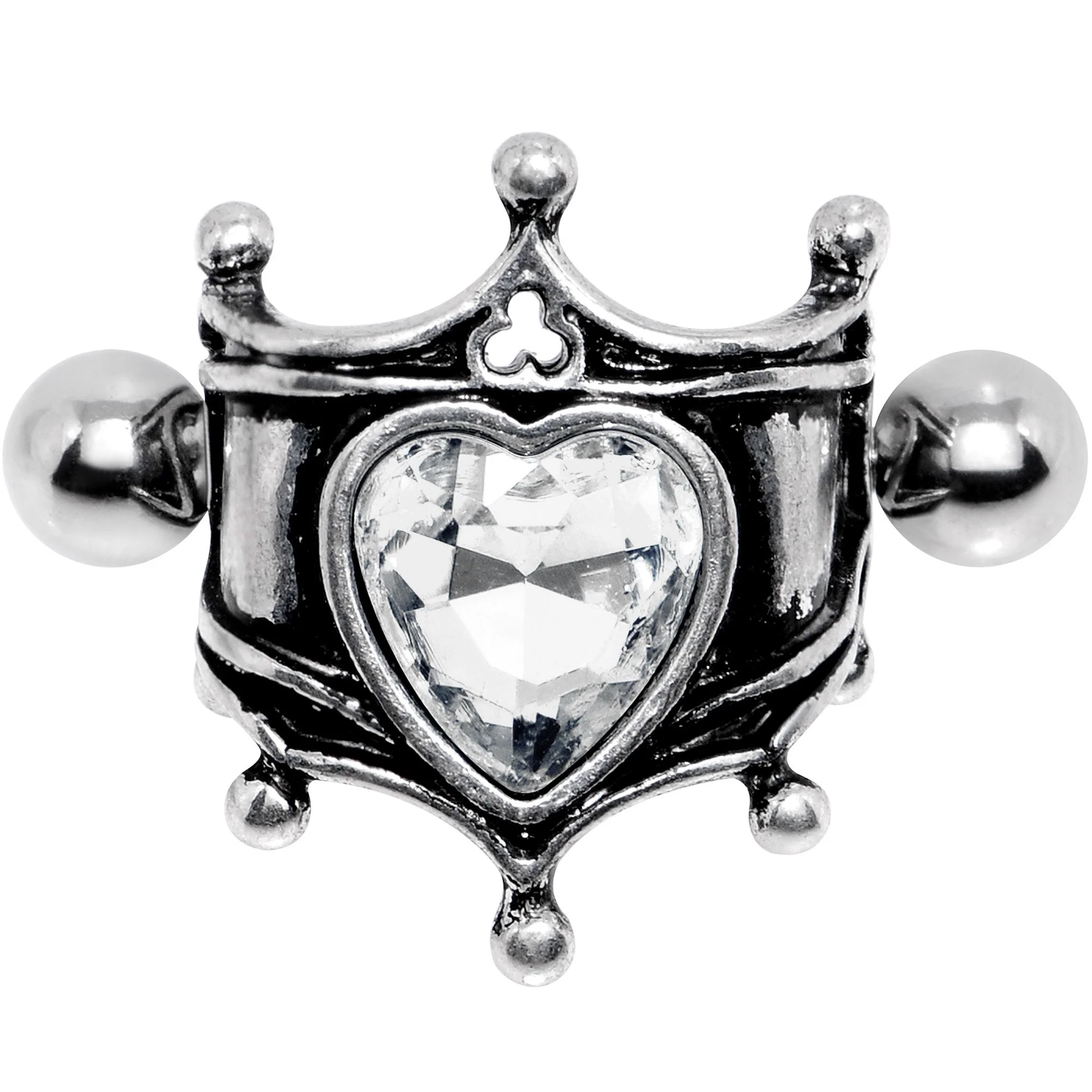 16G 1/2 Clear Gem Queen of Hearts Cuff Cartilage Earring - Image 2