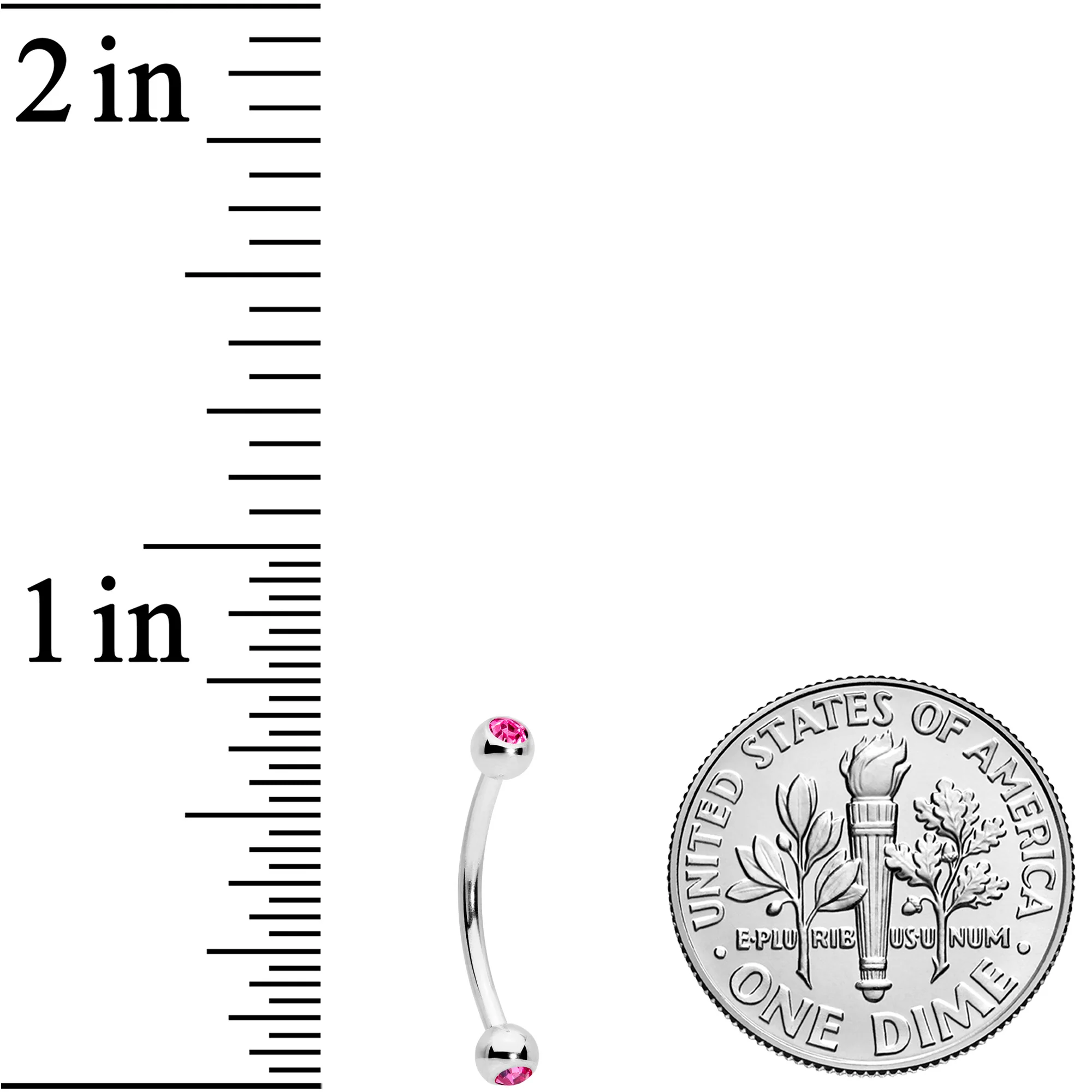16G 1/2 Pink Gem Ball End Curved Barbell - Image 3