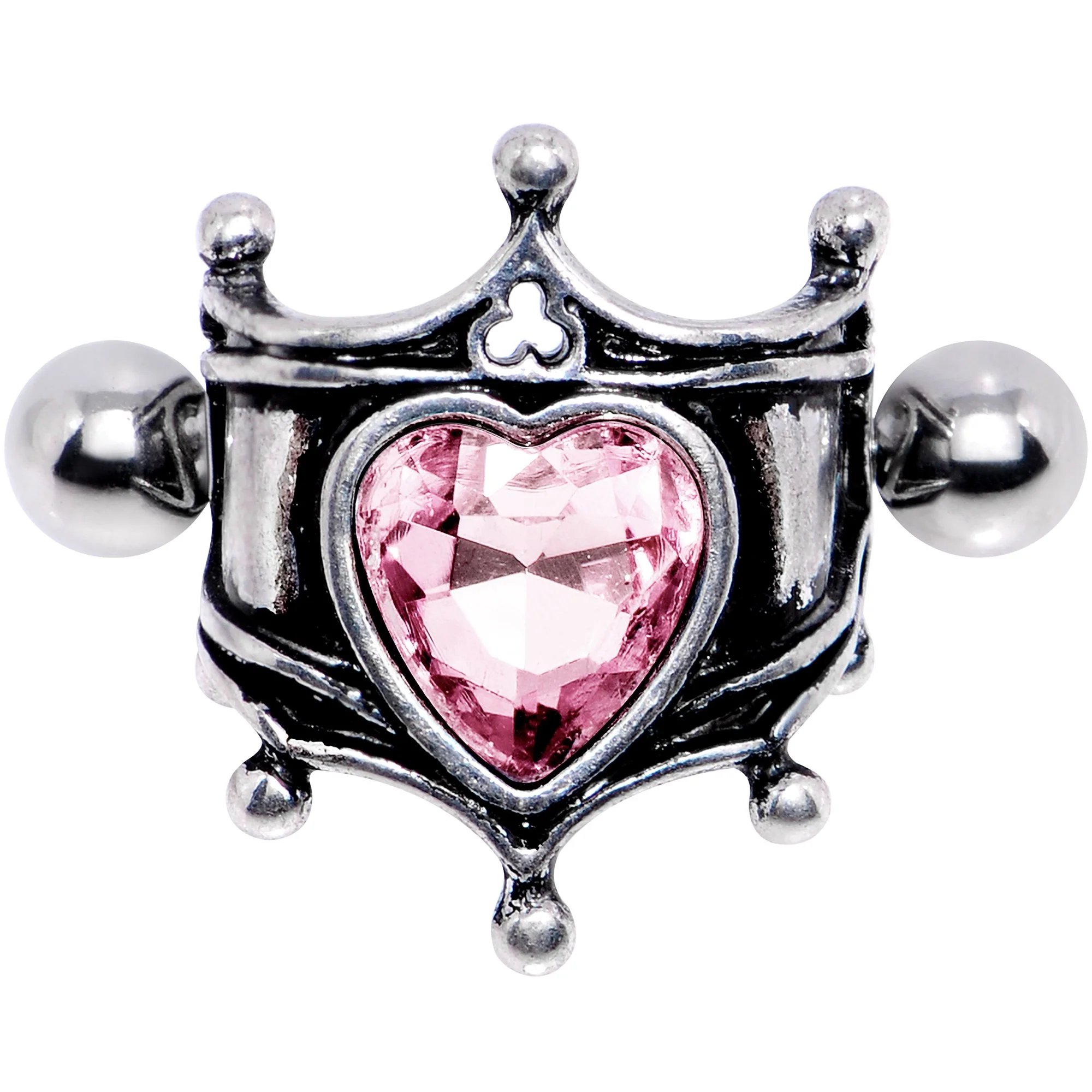 16G 1/2 Pink Gem Queen of Hearts Cuff Cartilage Earring - Image 2