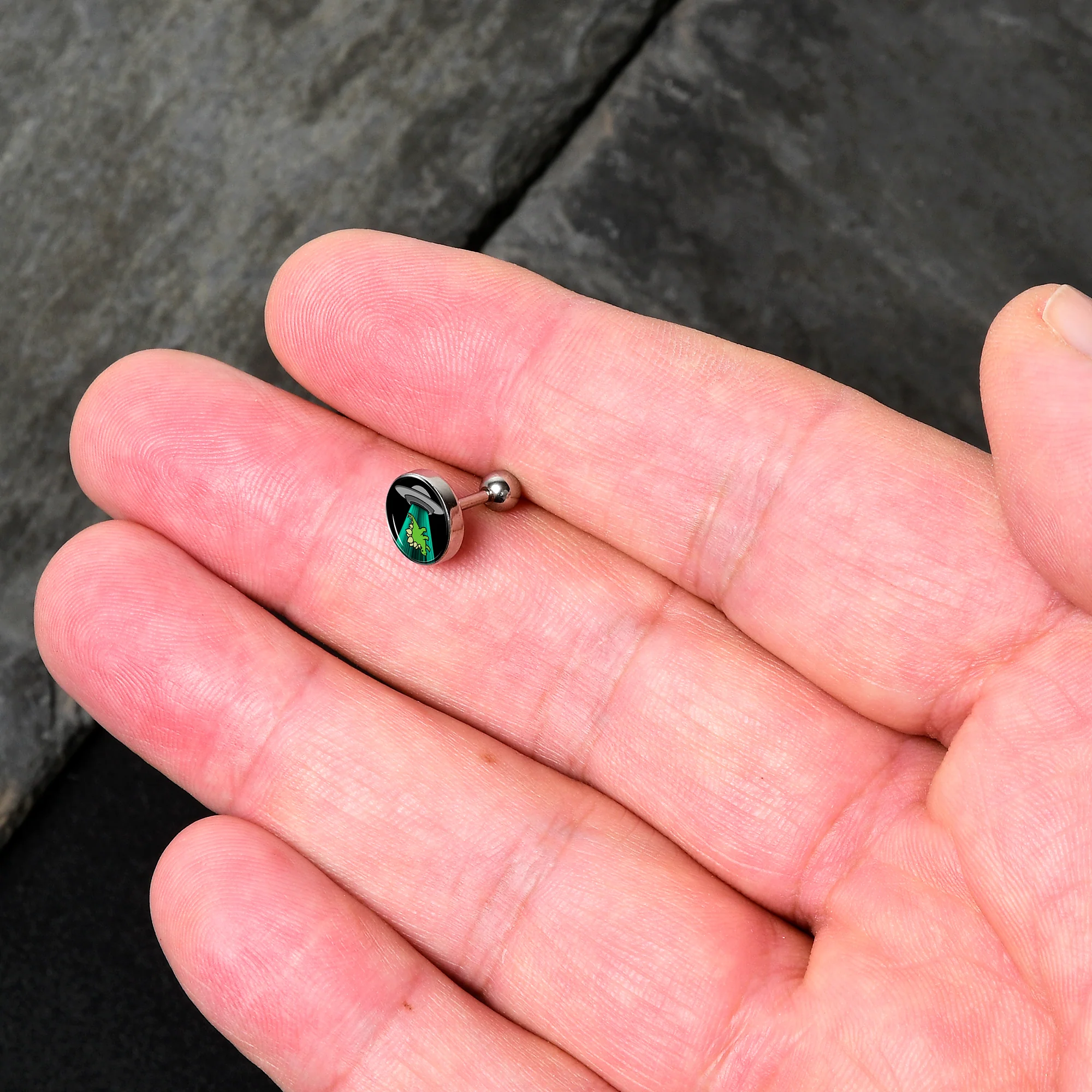 16G 1/4 Alien UFO Dinosaur Abduction Cartilage Tragus Earring by Onyx O - Image 2
