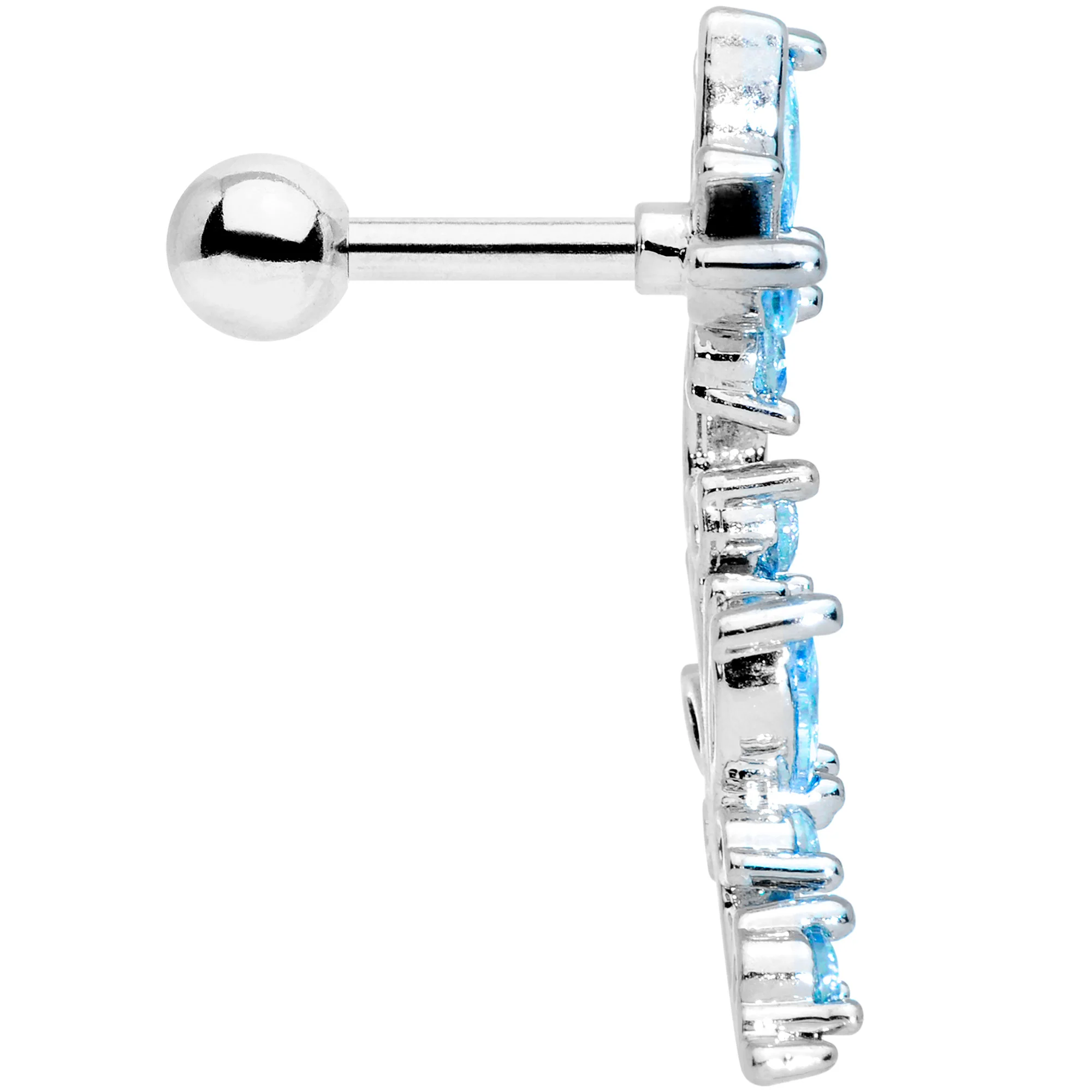 16G 1/4 Aqua CZ Gem Butterflies Left Ear Cartilage Tragus - Image 3