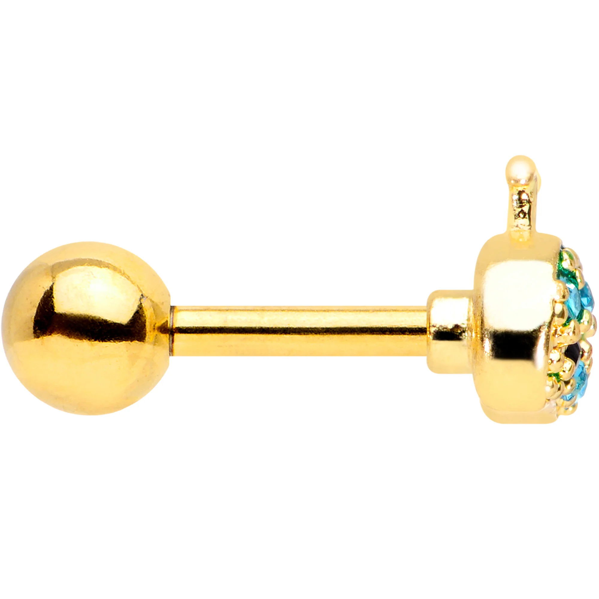 16G 1/4 Aqua Gem Gold Tone Water Whale Cartilage Tragus - Image 3