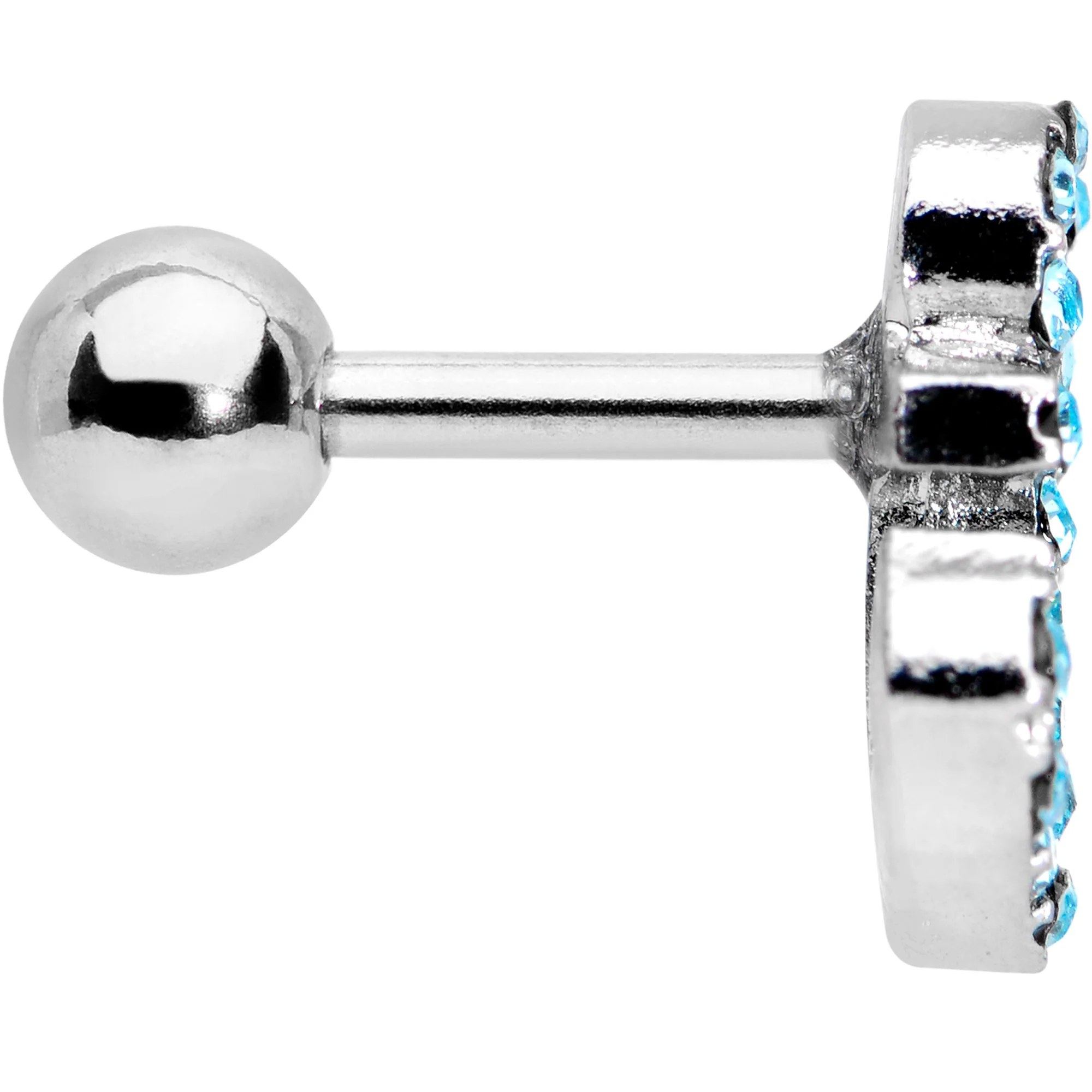 16G 1/4 Aqua Gem Nautical Anchor Cartilage Tragus Earring - Image 3