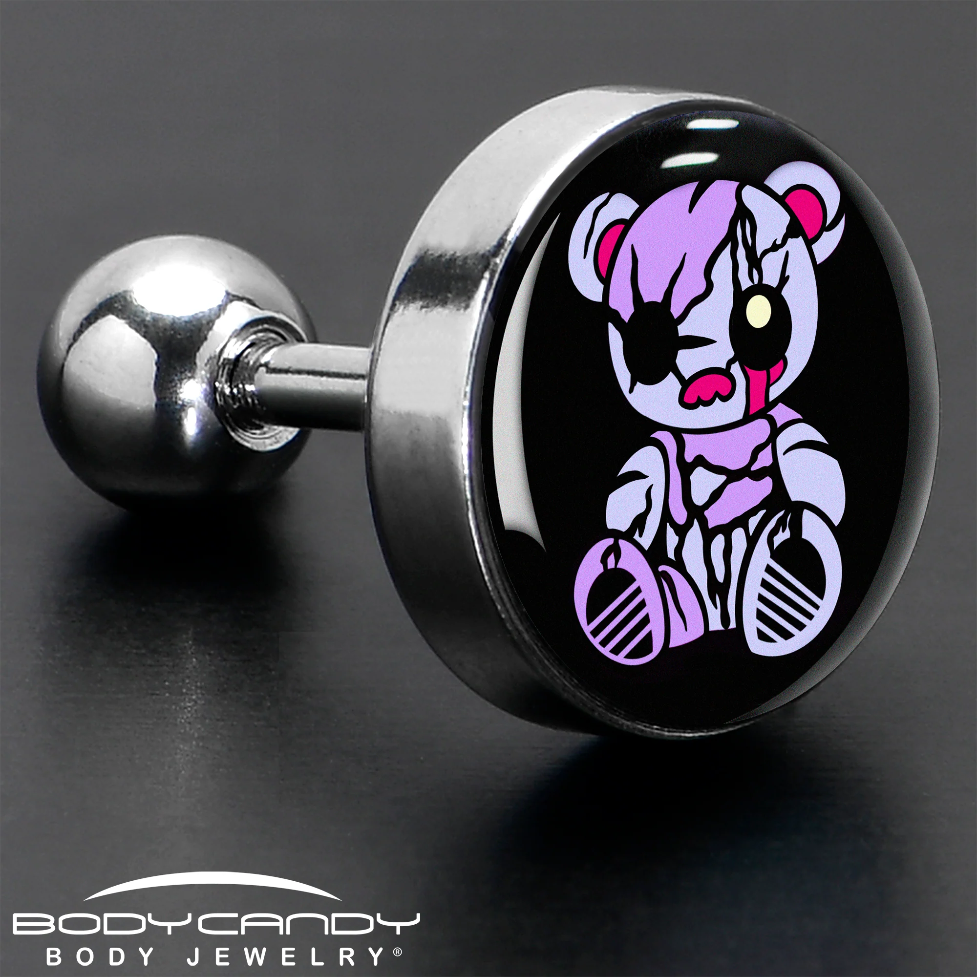 16G 1/4 Attitude Teddy Bear Tragus Cartilage Earring by Onyx O - Image 7