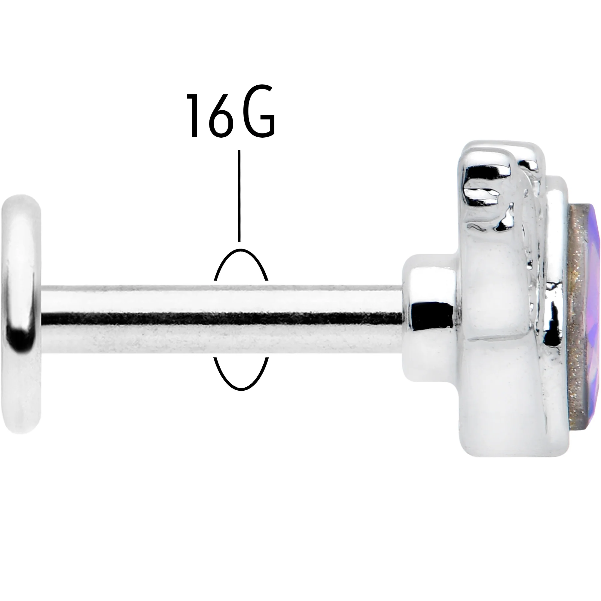 16G 1/4 Aurora Gem Deco Waves Labret - Image 5