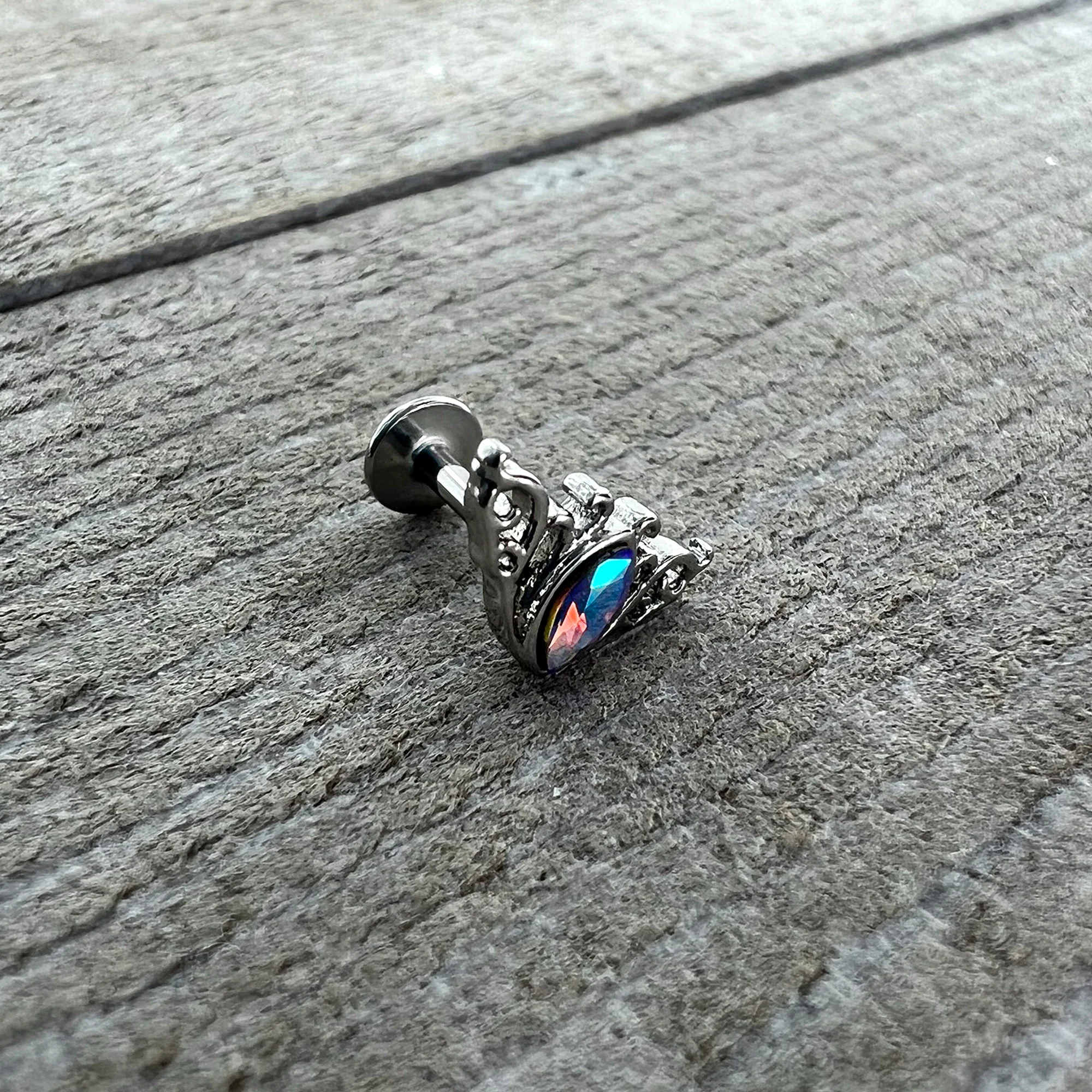 16G 1/4 Aurora Gem Deco Waves Labret - Image 6