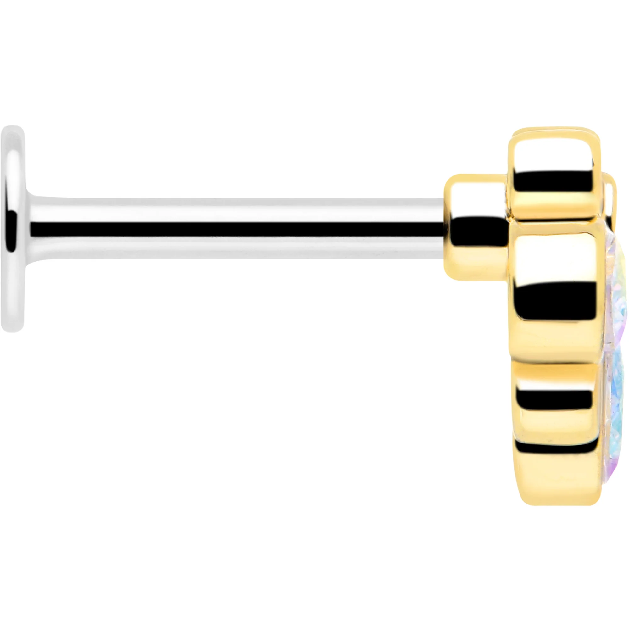 16G 1/4 Aurora Gem Golden Crown Deluxe Labret - Image 4