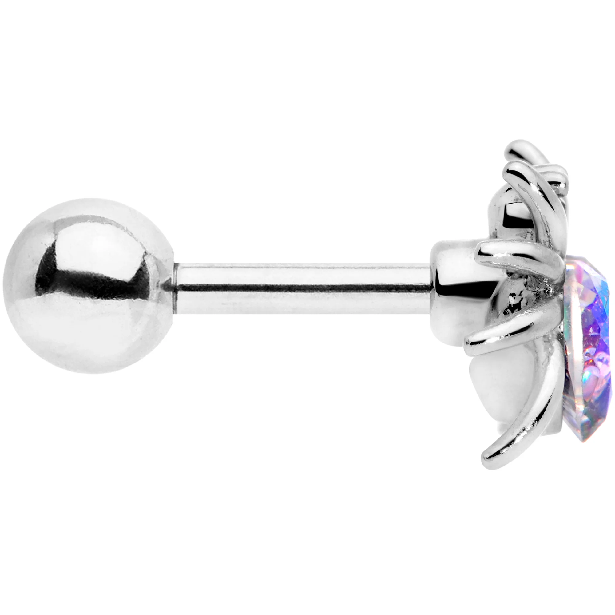 16G 1/4 Aurora Gem Heart Spider Cartilage Tragus - Image 3