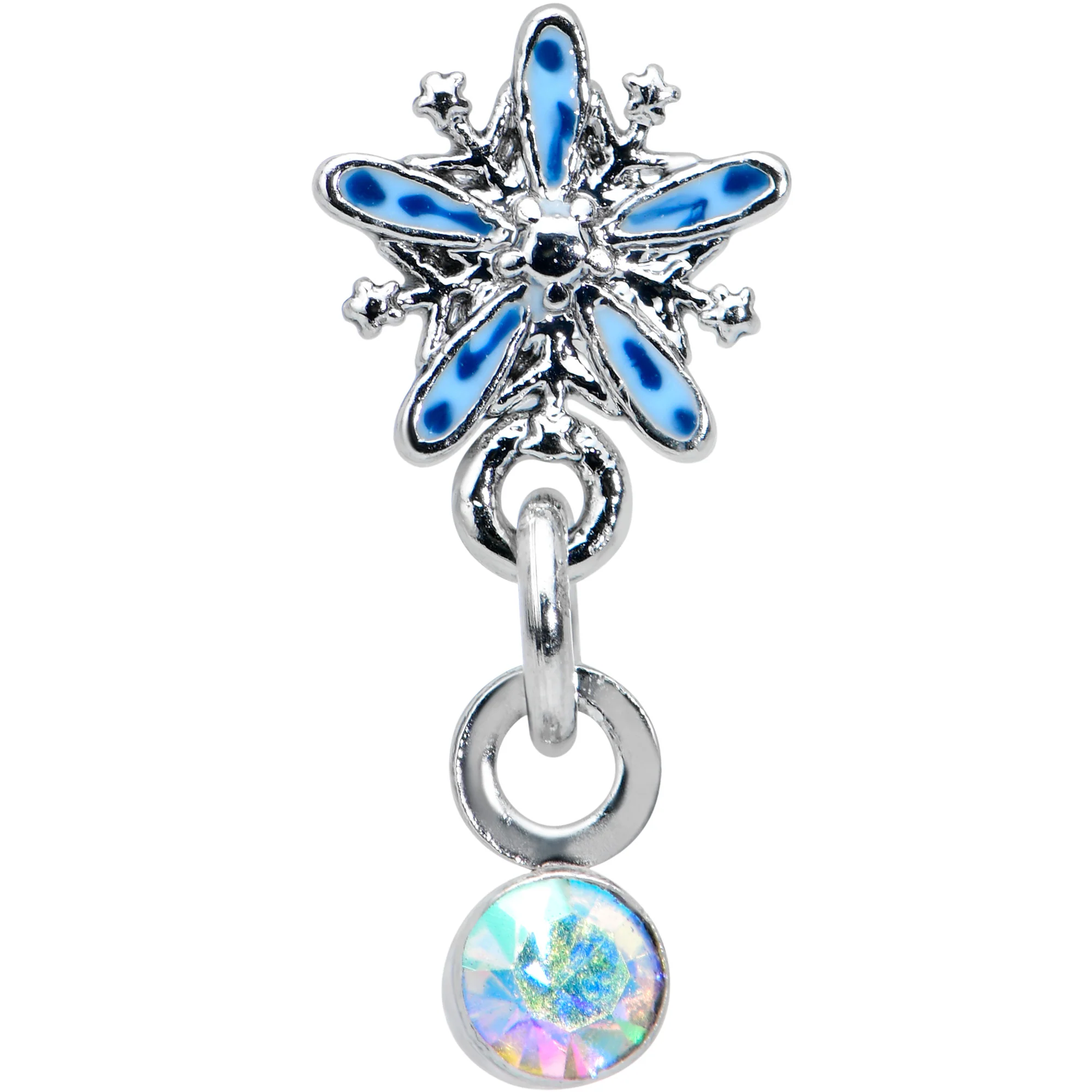 16G 1/4 Aurora Gem Snowflake Blues Christmas Cartilage Tragus - Image 2