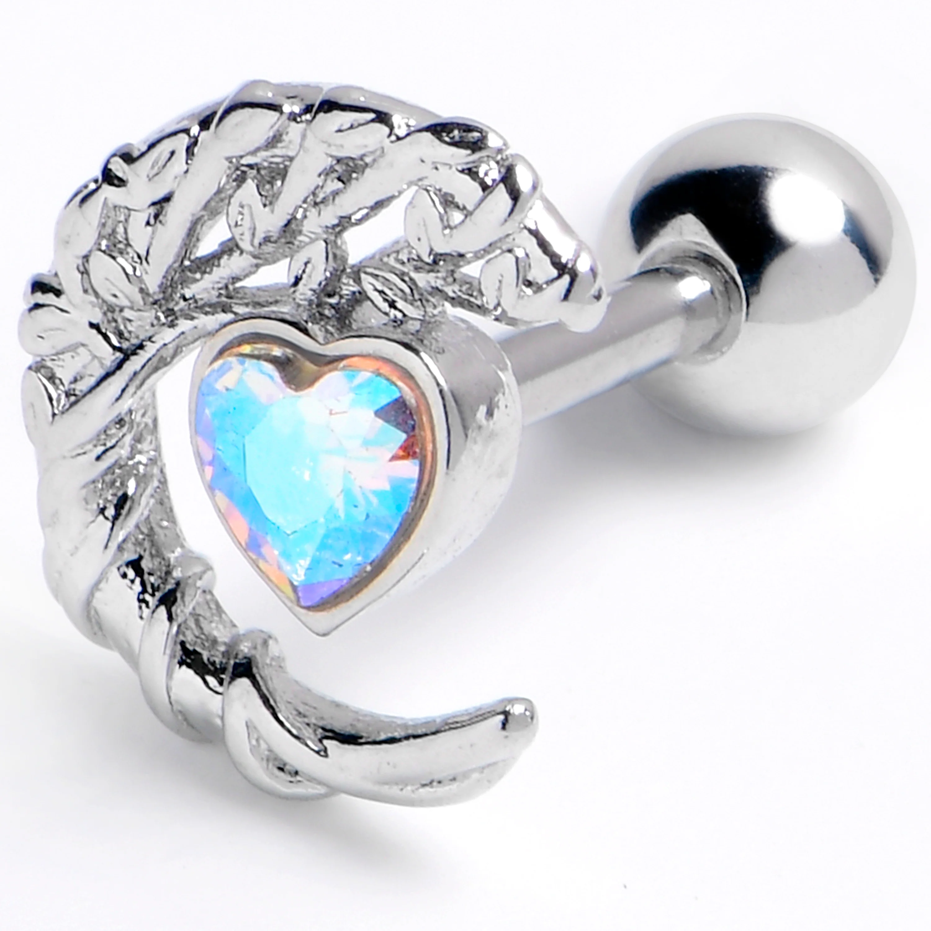 16G 1/4 Aurora Gem Woven Moon Star Cartilage Tragus Earring