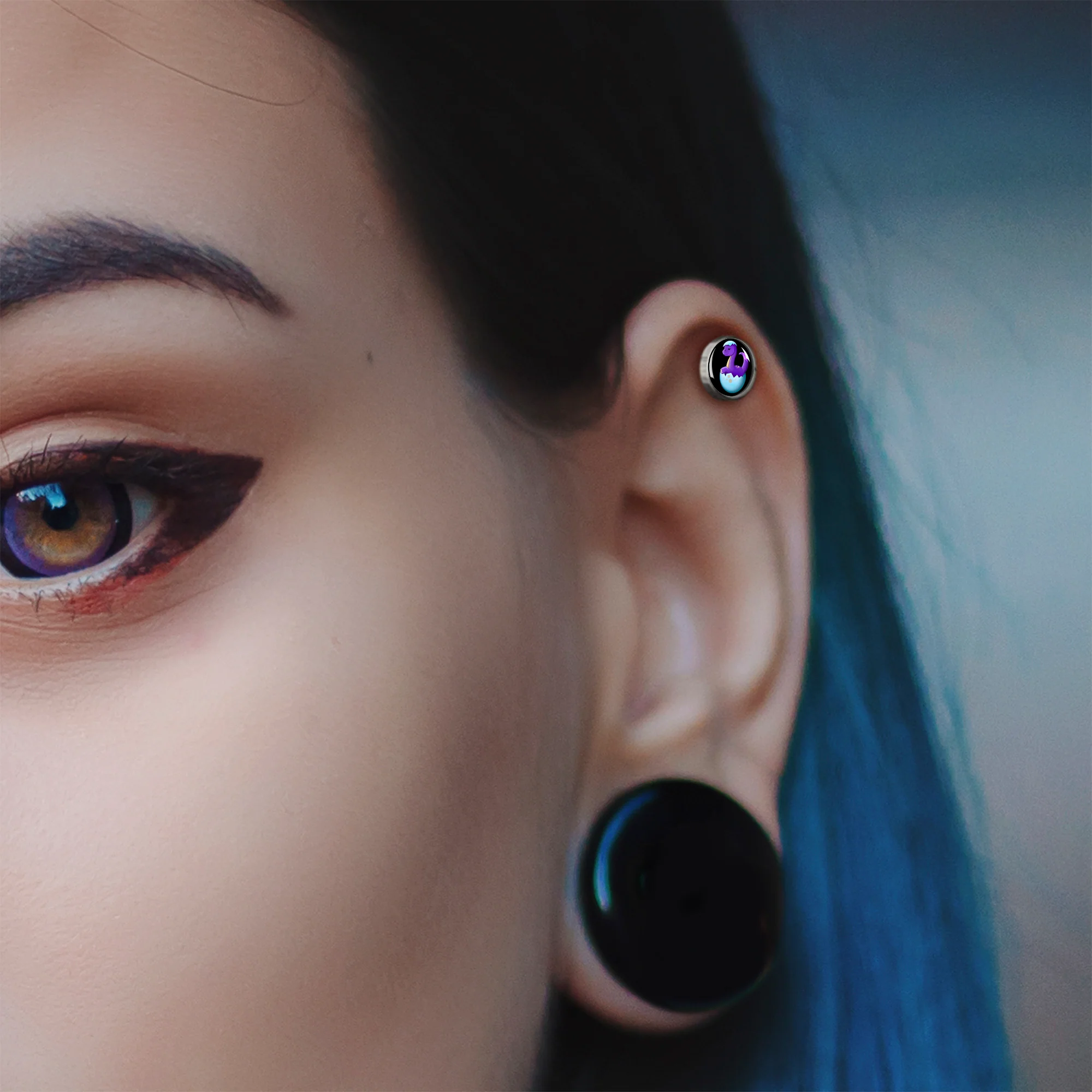 16G 1/4 Baby Dinosaur Cartilage Tragus Earring by Onyx O - Image 3