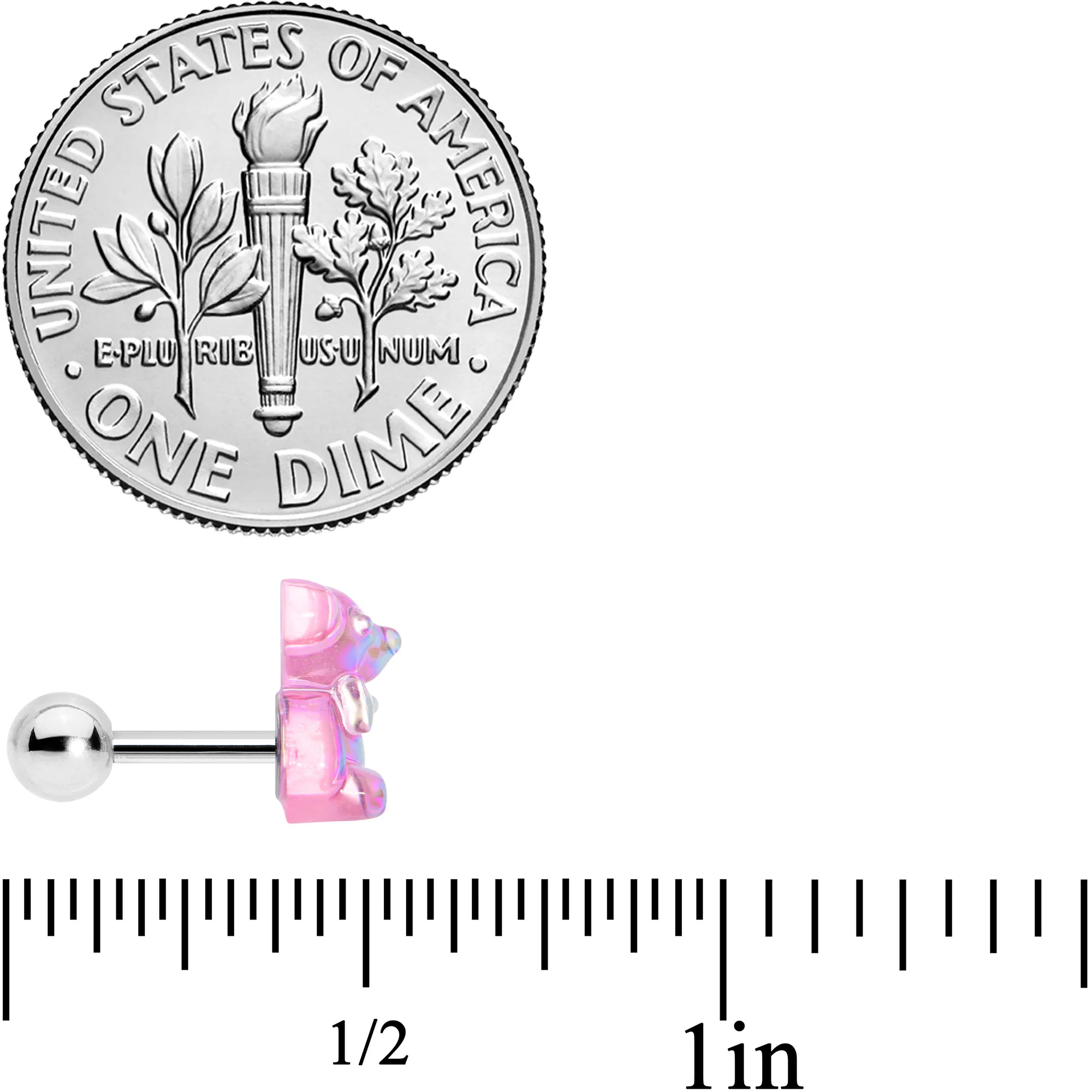 16G 1/4 Bear Pearlescent Pink Paw Cartilage Earring Curation Set of 3 - Image 5