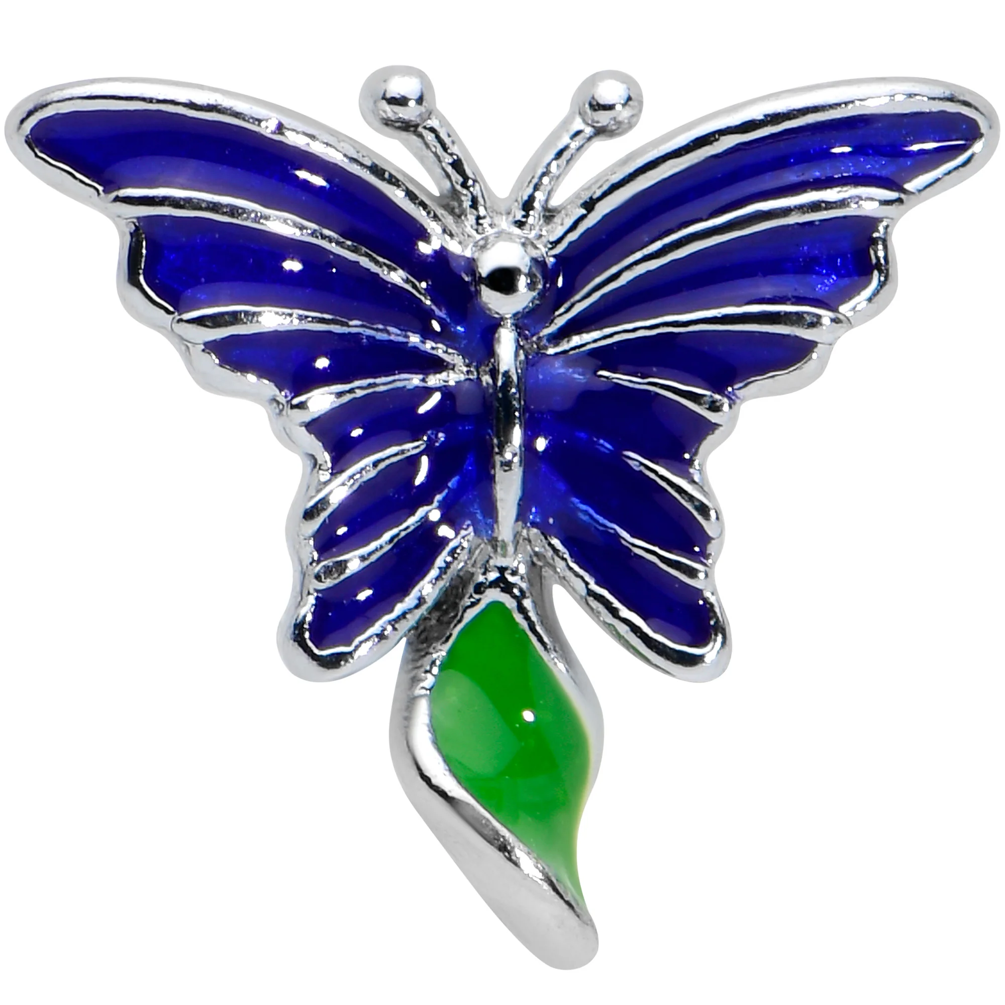 16G 1/4 Beautiful Blue Butterfly Cartilage Tragus Earring - Image 2