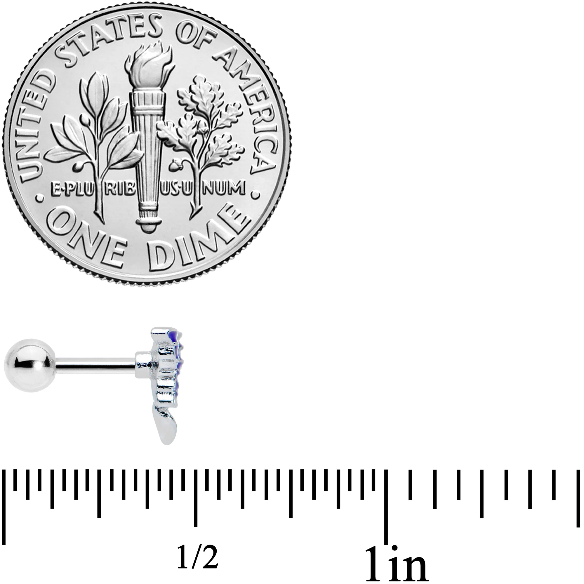 16G 1/4 Beautiful Blue Butterfly Cartilage Tragus Earring - Image 4