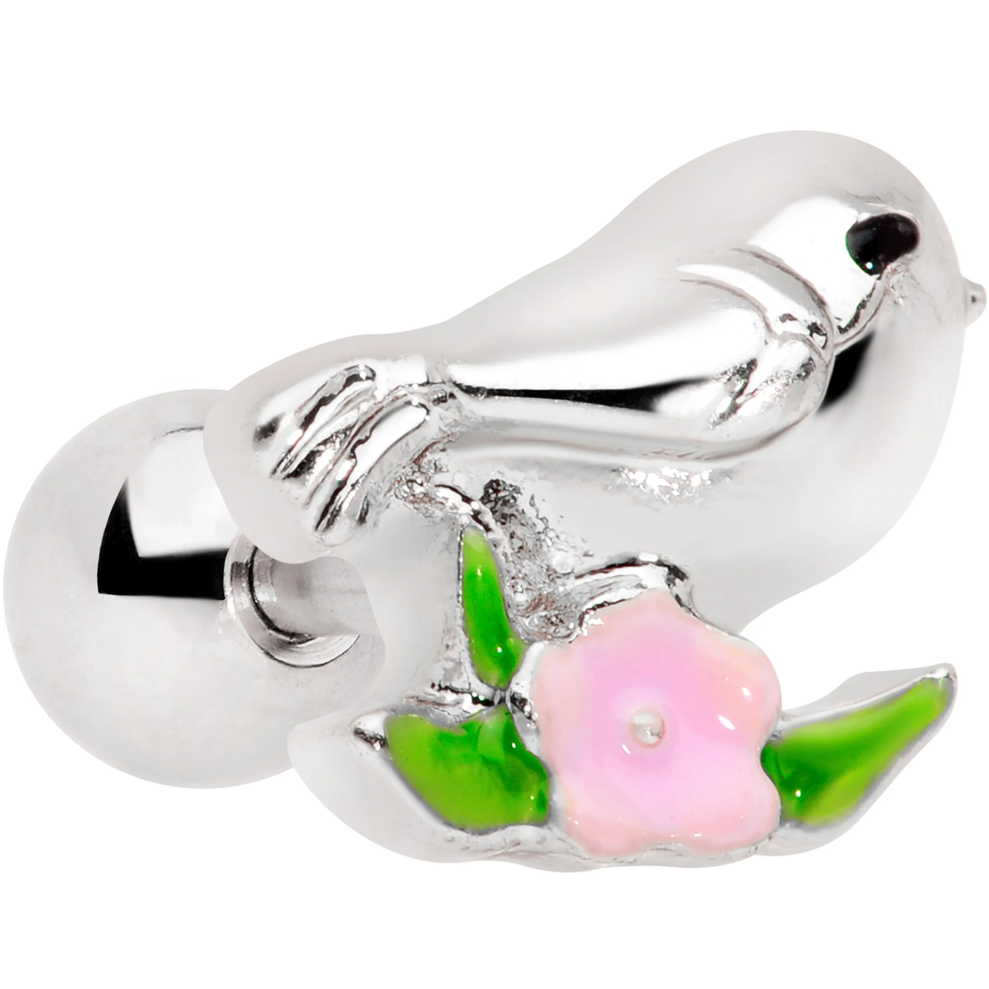 16G 1/4 Bird Pink Flower Cartilage Tragus