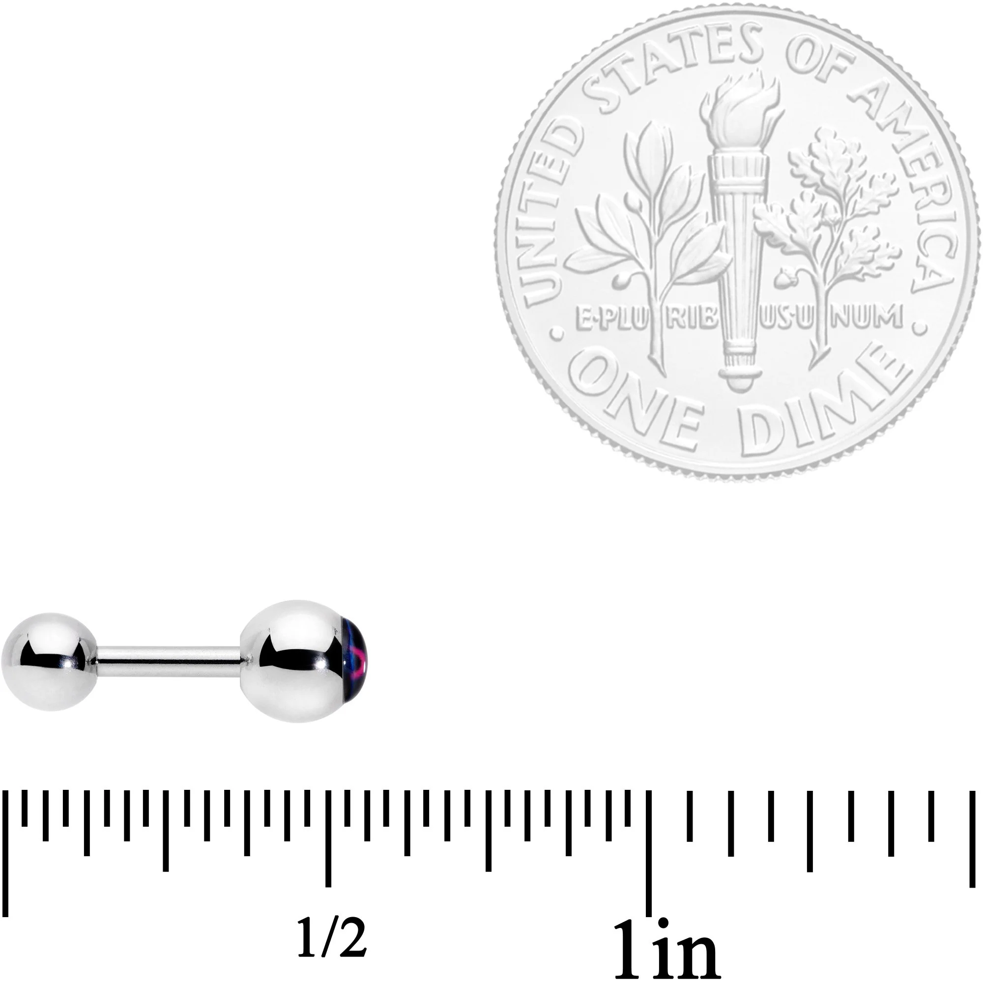 16G 1/4 Bisexual Pride Flag Cartilage Tragus Earring - Image 4