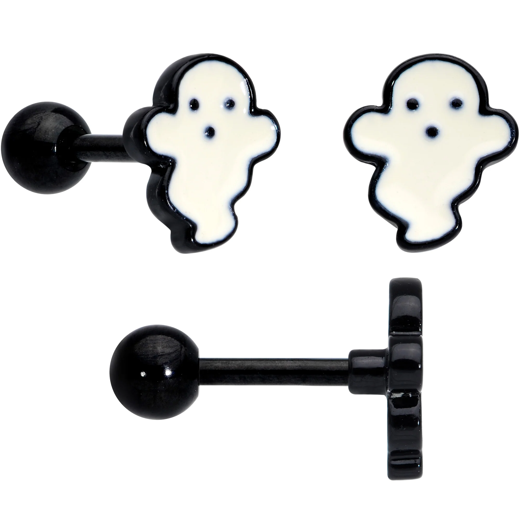 16G 1/4 Black Bat Ghost Halloween Cartilage Tragus Set of 3 - Image 4