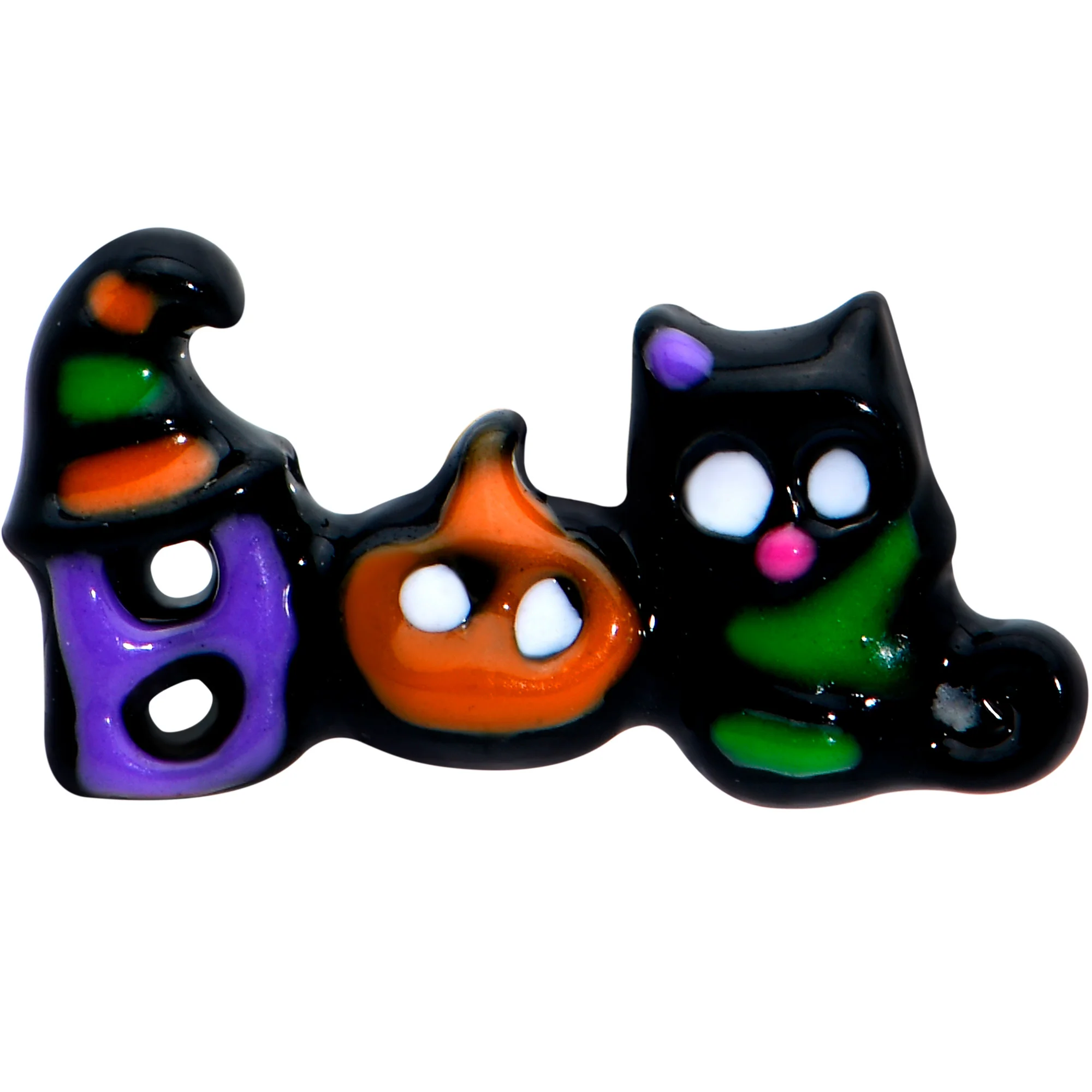 16G 1/4 Black Boo Party Halloween Cartilage Tragus Earring - Image 2