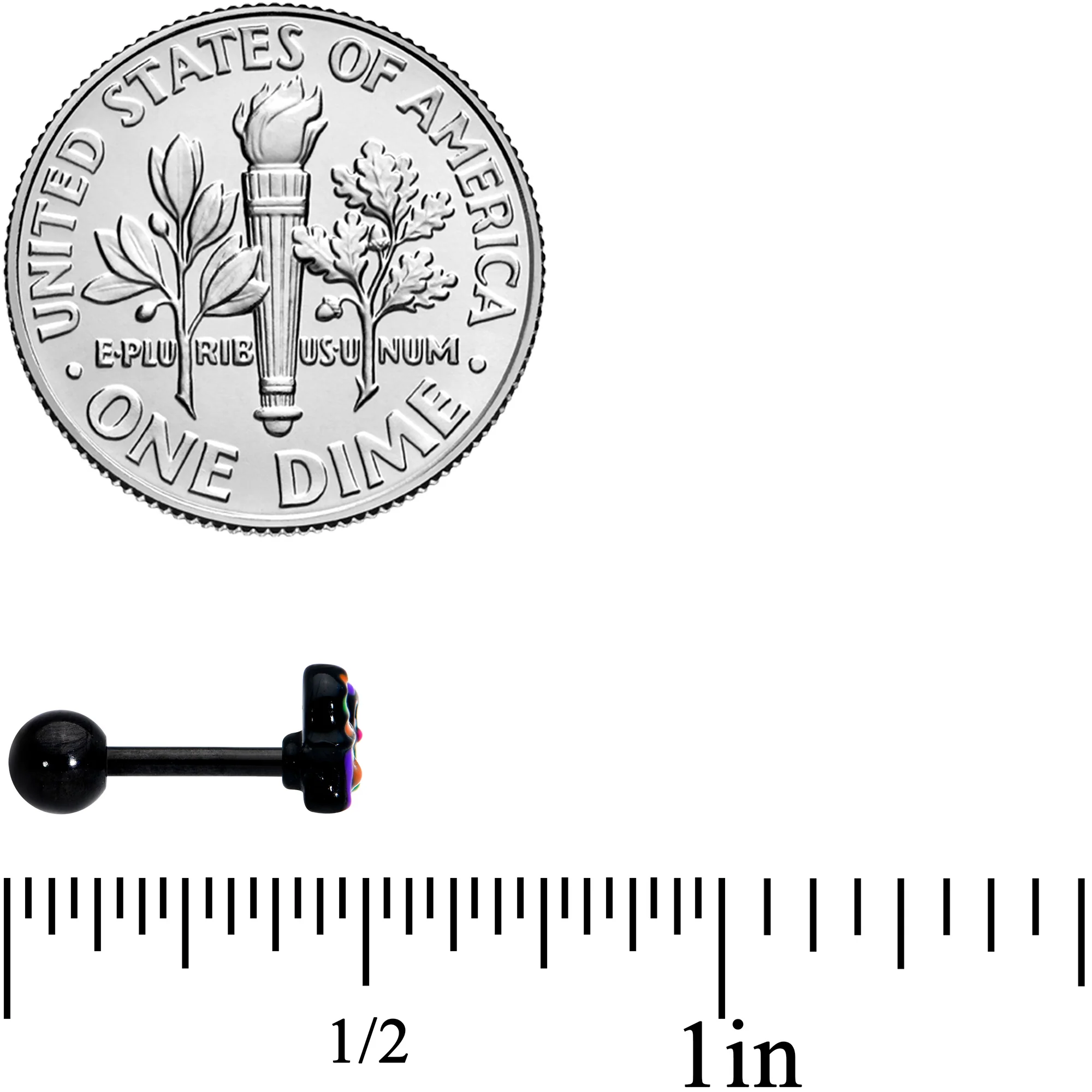 16G 1/4 Black Boo Party Halloween Cartilage Tragus Earring - Image 4