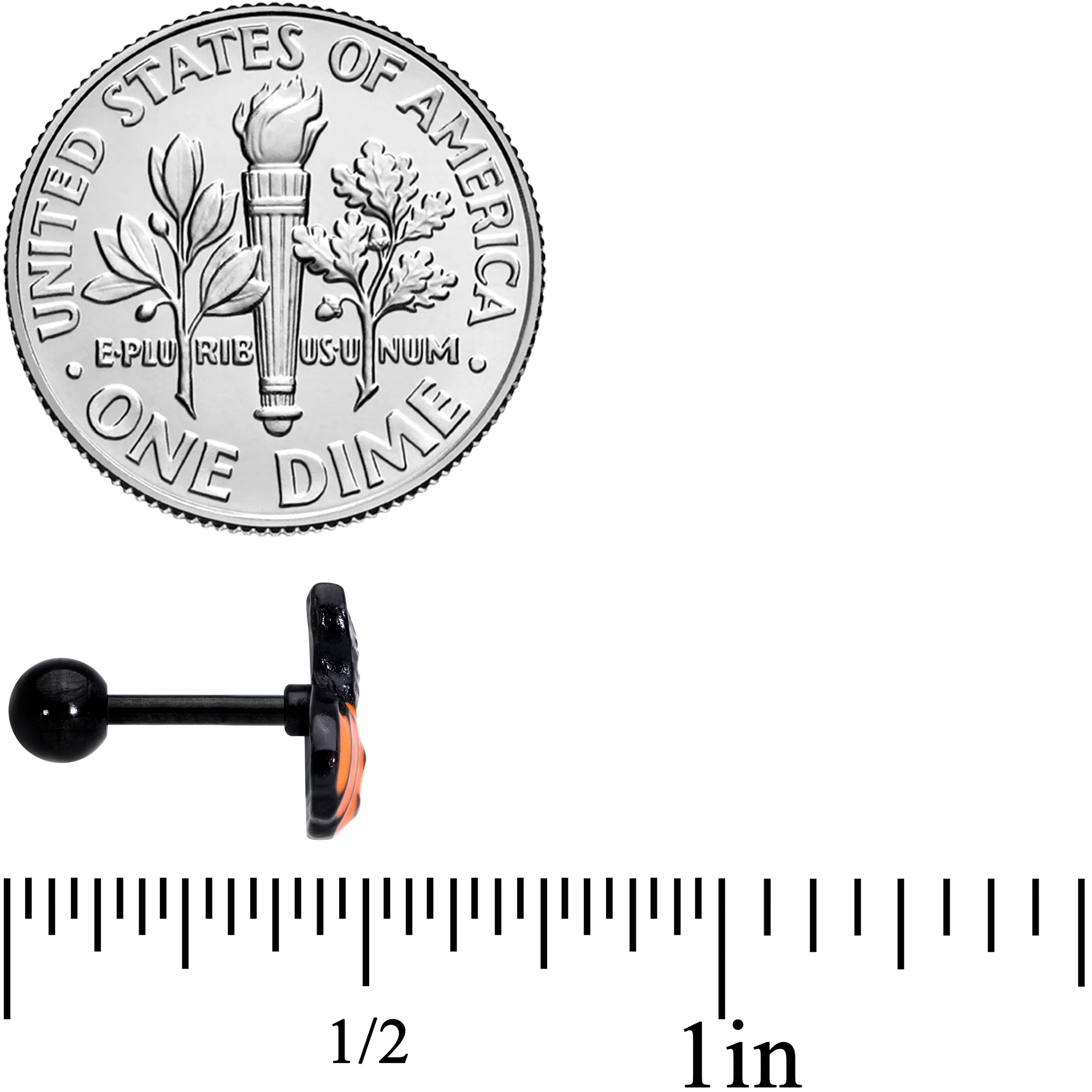 16G 1/4 Black Cat Surprise Pumpkin Halloween Cartilage Tragus - Image 4