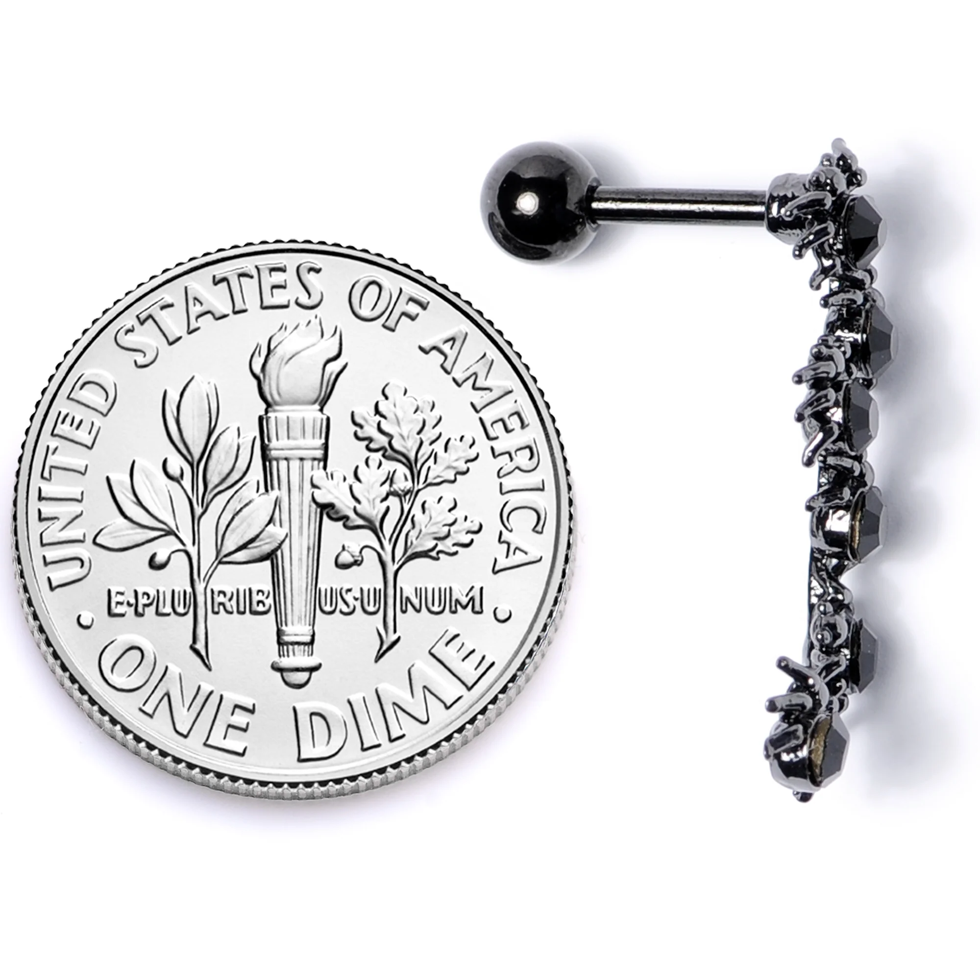 16G 1/4 Black CZ Gem Black Spider Halloween Cartilage Tragus - Image 6