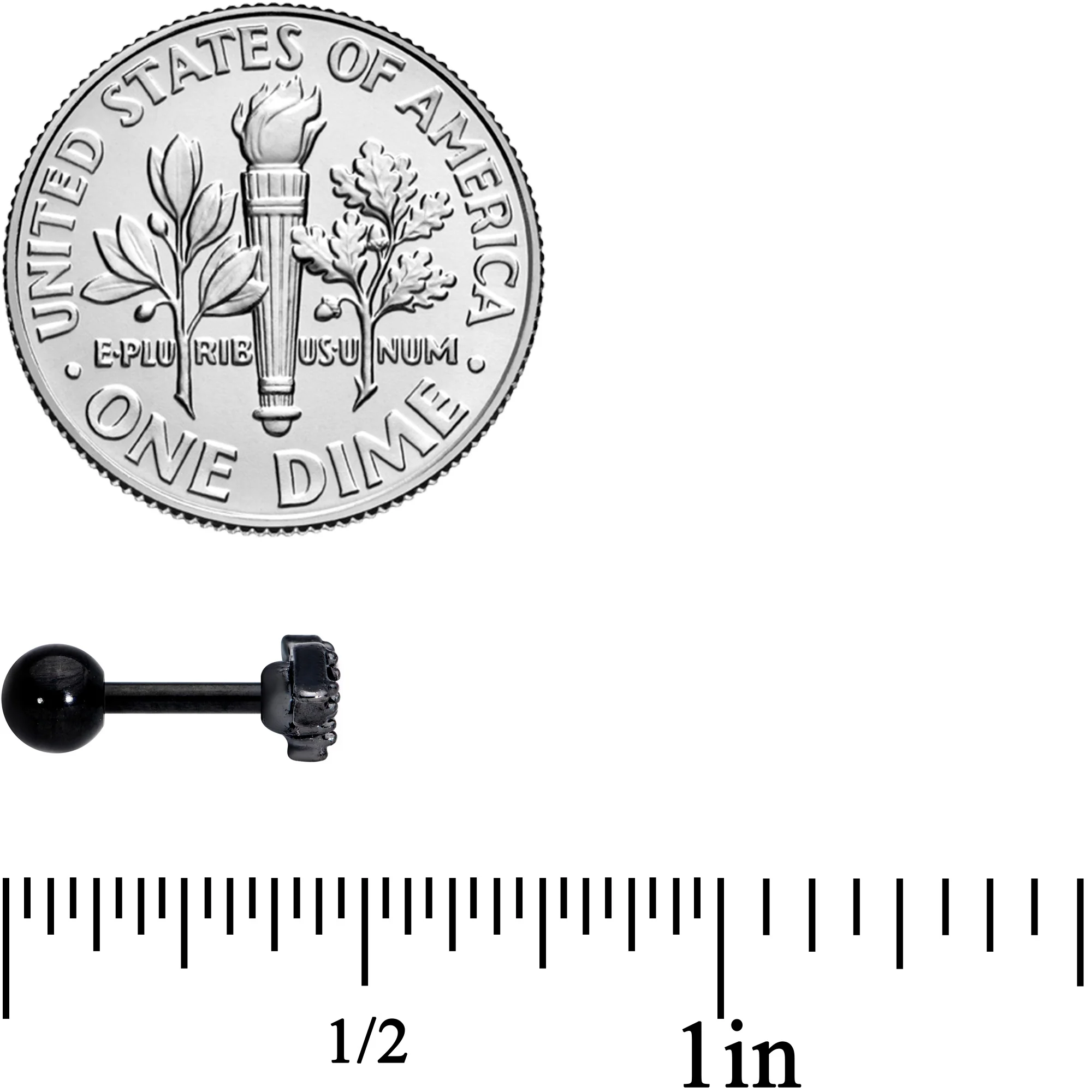 16G 1/4 Black Gem Black Bat Halloween Cartilage Tragus Earring - Image 4