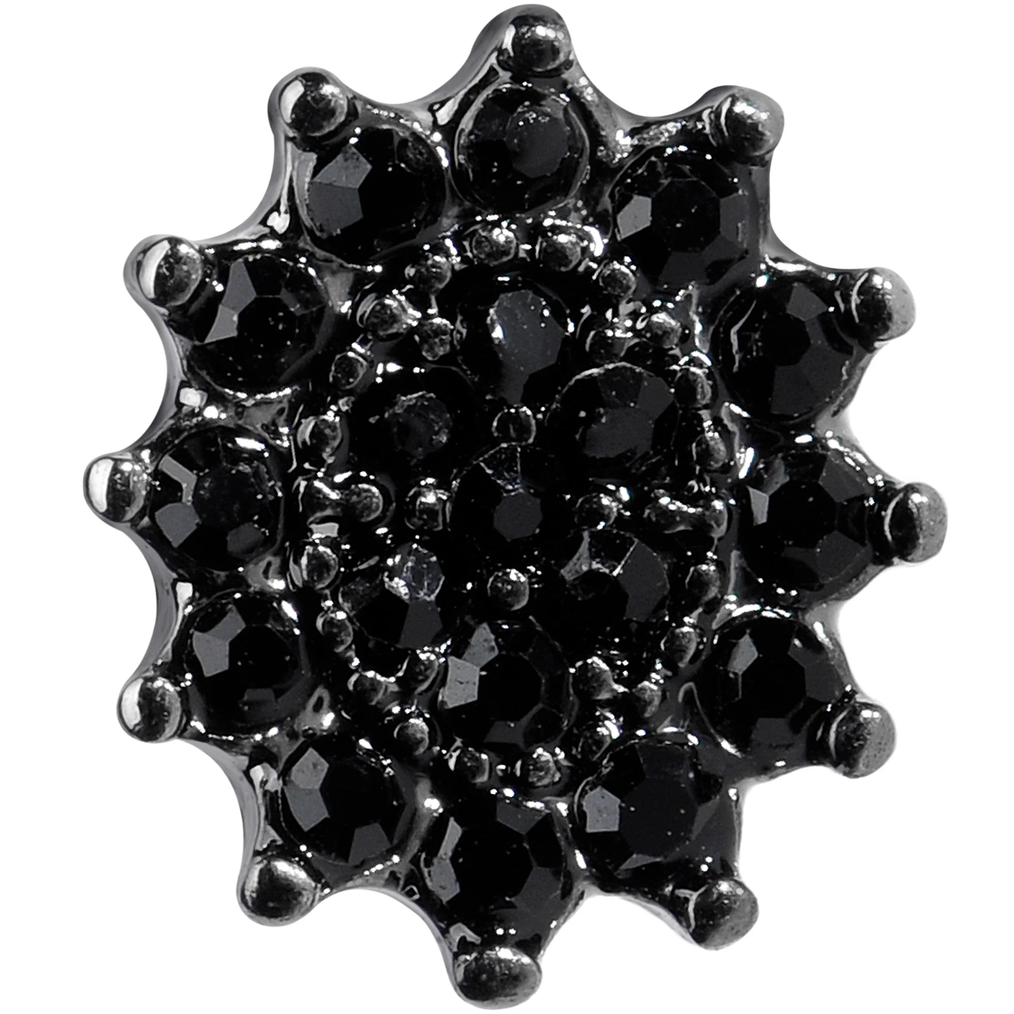 16G 1/4 Black Gem Floral Burst Halloween Cartilage Tragus - Image 2