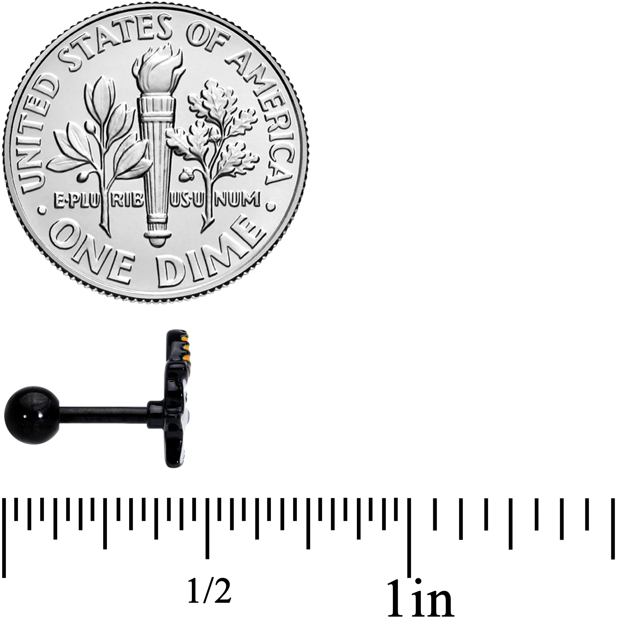 16G 1/4 Black Ghosts Hat Bat Halloween Cartilage Tragus Set of 3 - Image 5